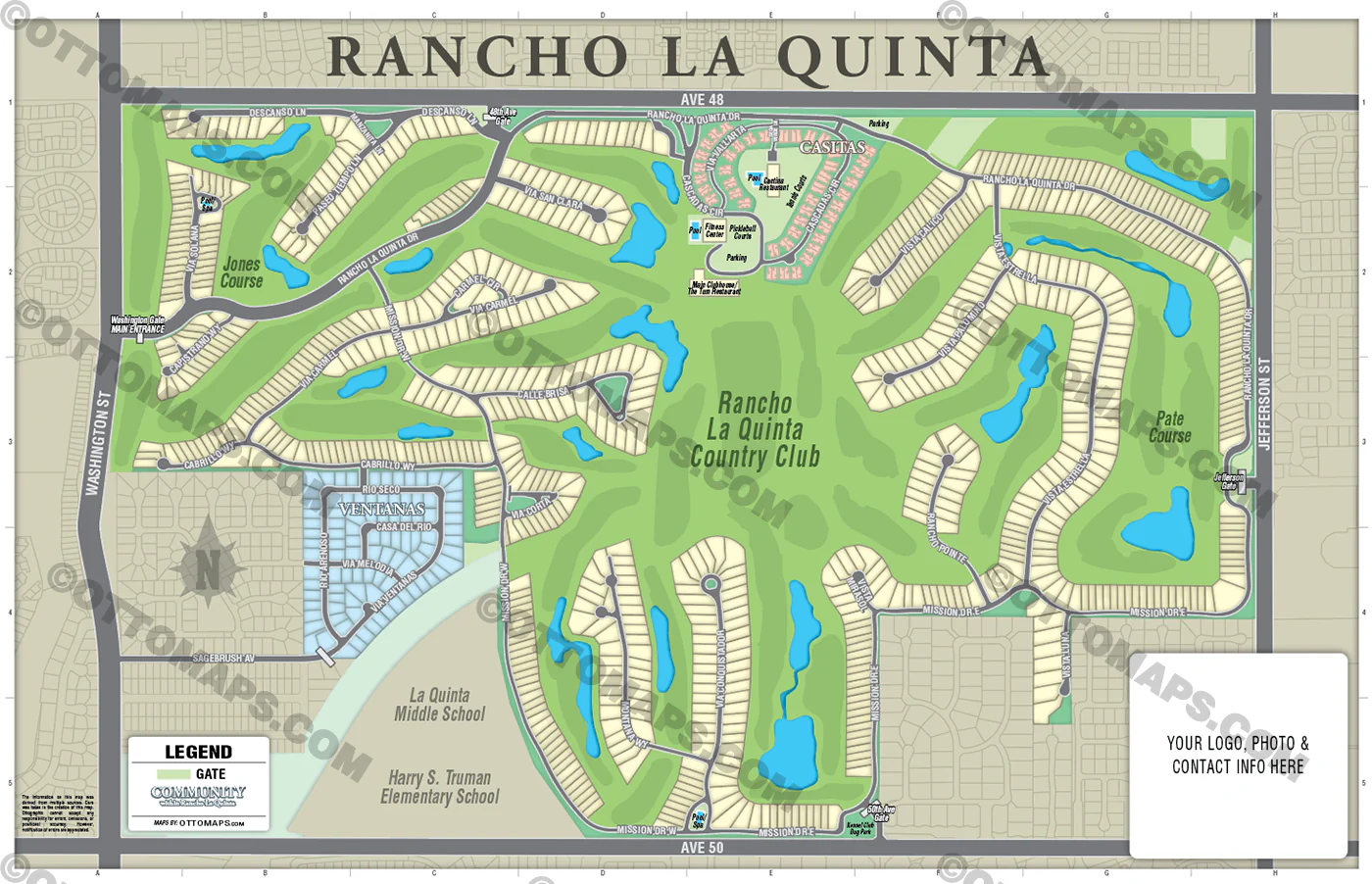 Rancho La Quinta Map, Riverside County, CA - FILES - PDF and AI, editable, vector, royalty free - Image 2