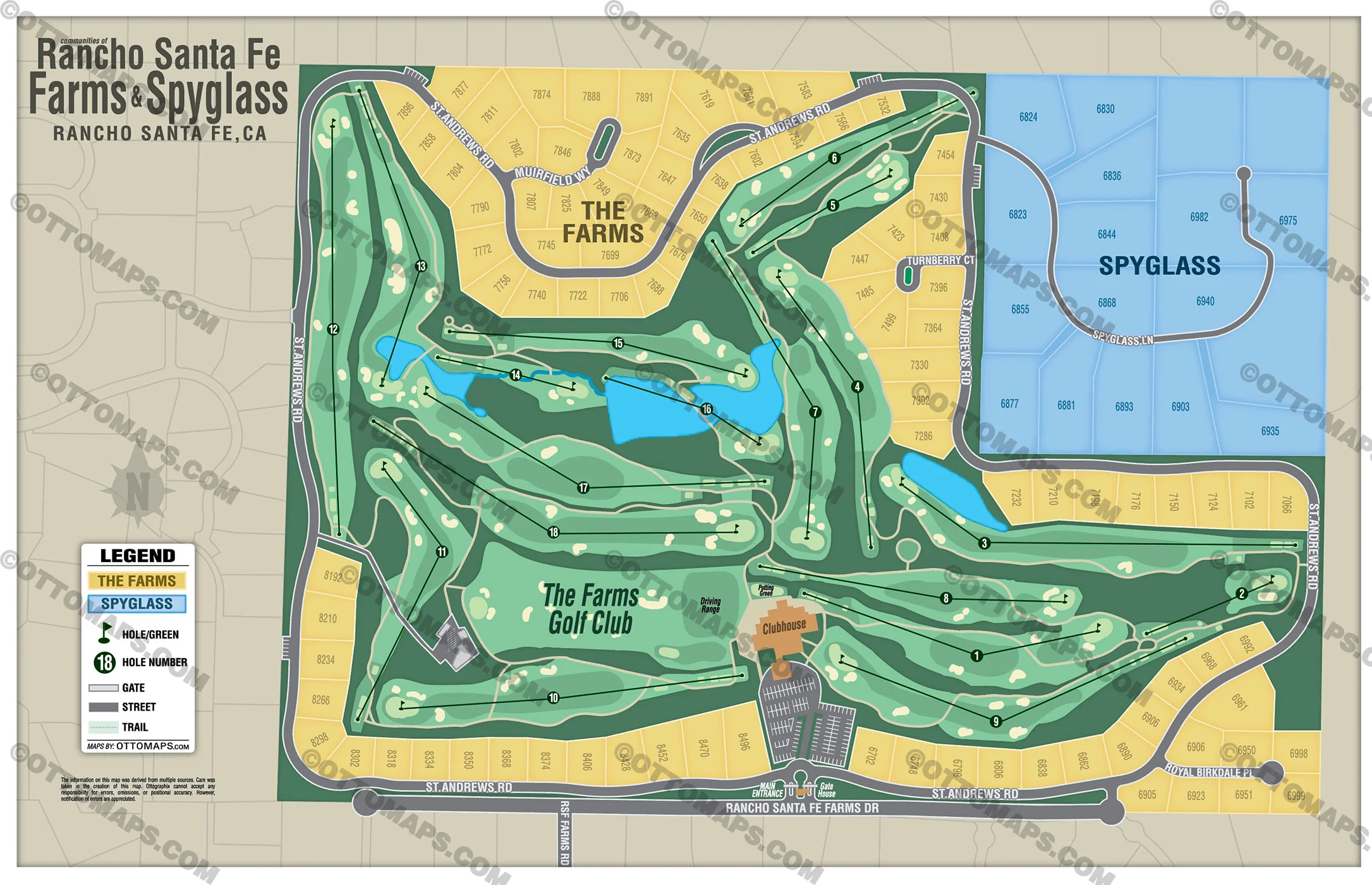 Rancho Santa Fe Farms Map and Spyglass Map with The Farms Golf Club Map - FILES - PDF and AI, editable, vector, royalty free - Image 3