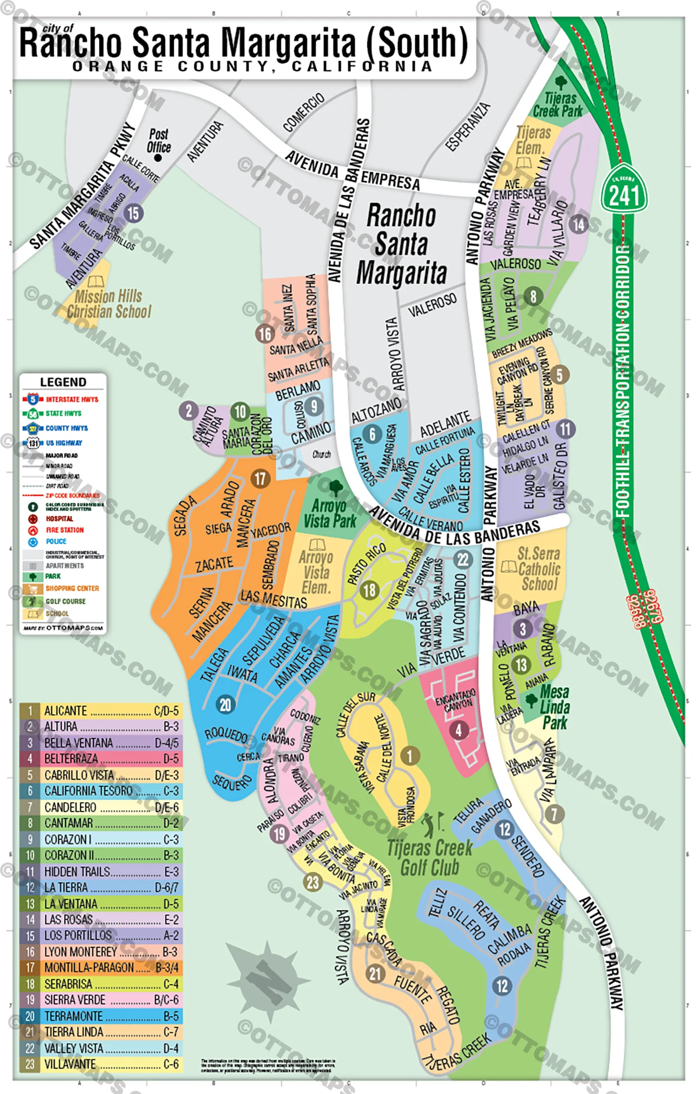 Rancho Santa Margarita Map - SOUTH, Orange County, CA - FILES - PDF and AI, editable, vector, royalty free - Image 2