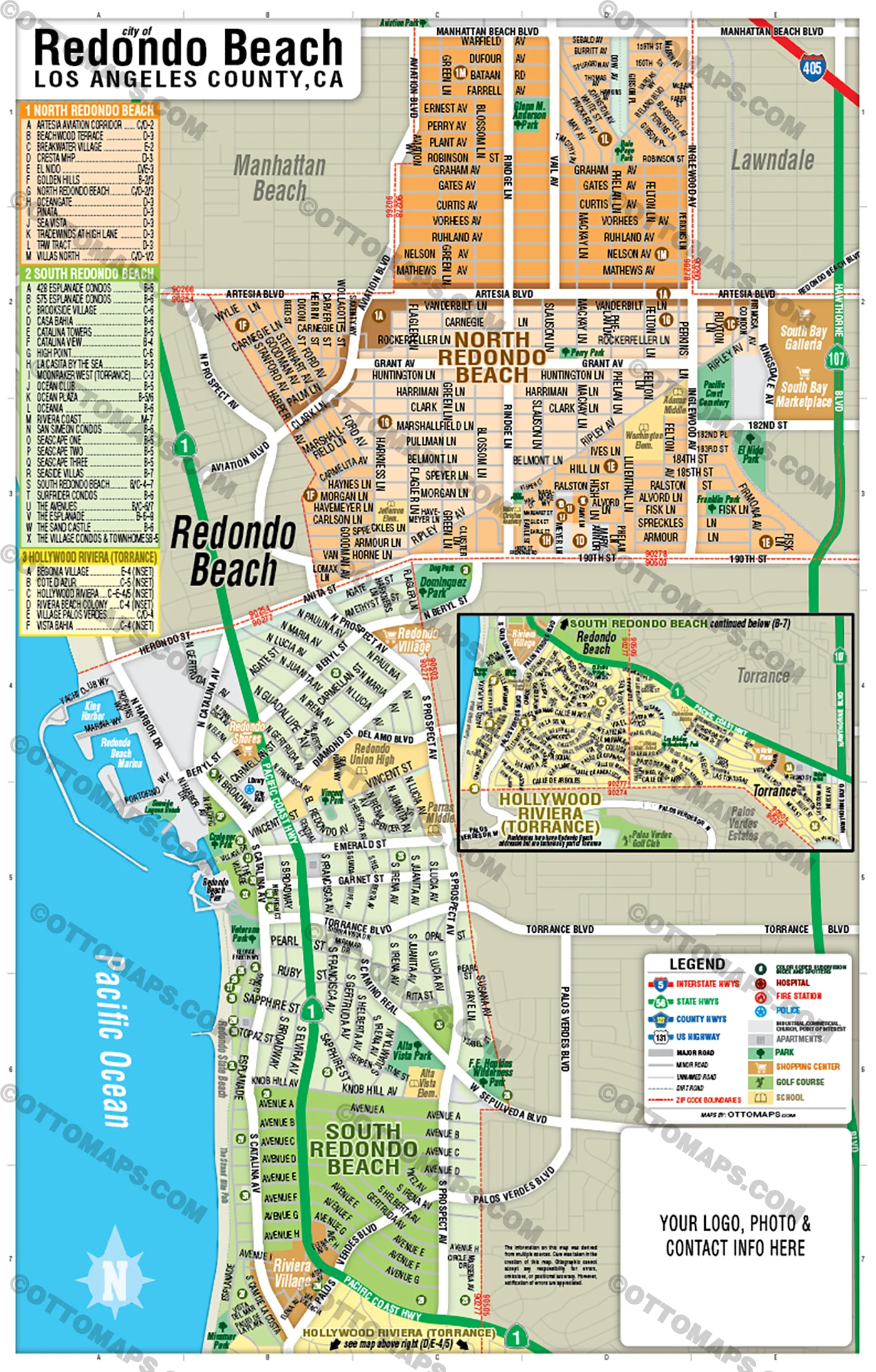 Redondo Beach Map, LA County - FILES - PDF and AI, editable, vector, royalty free - Image 3