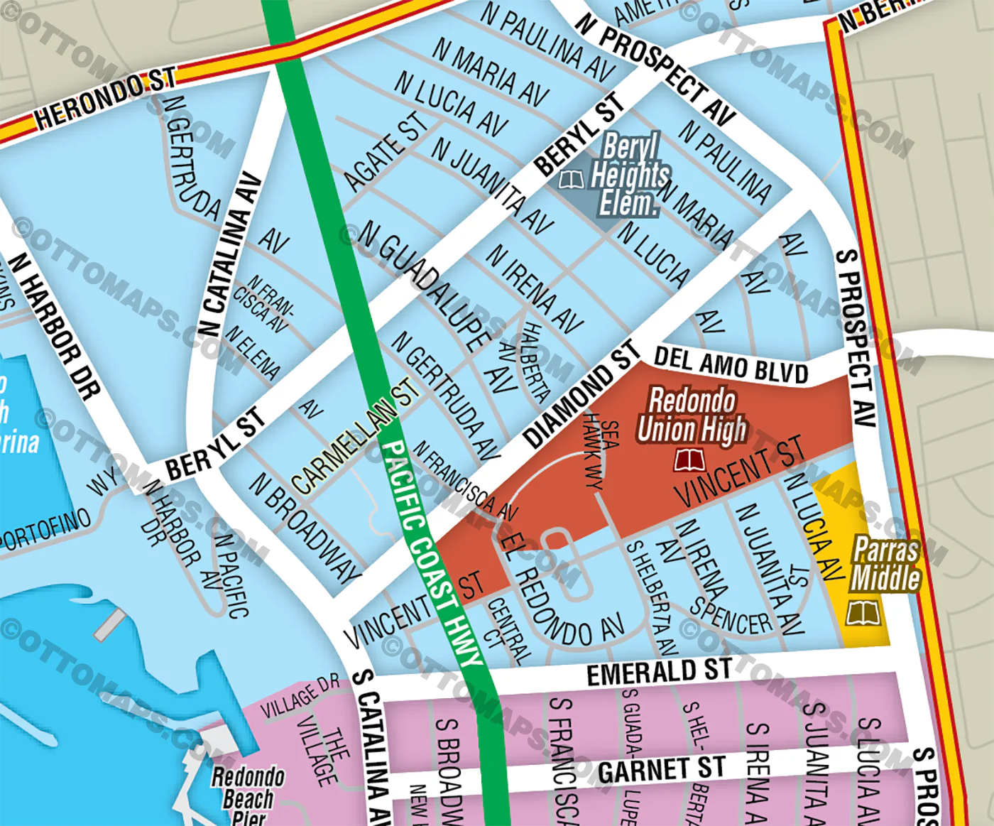 Redondo Beach School District Map - FILES - PDF and AI, editable, vector, royalty free - Image 2