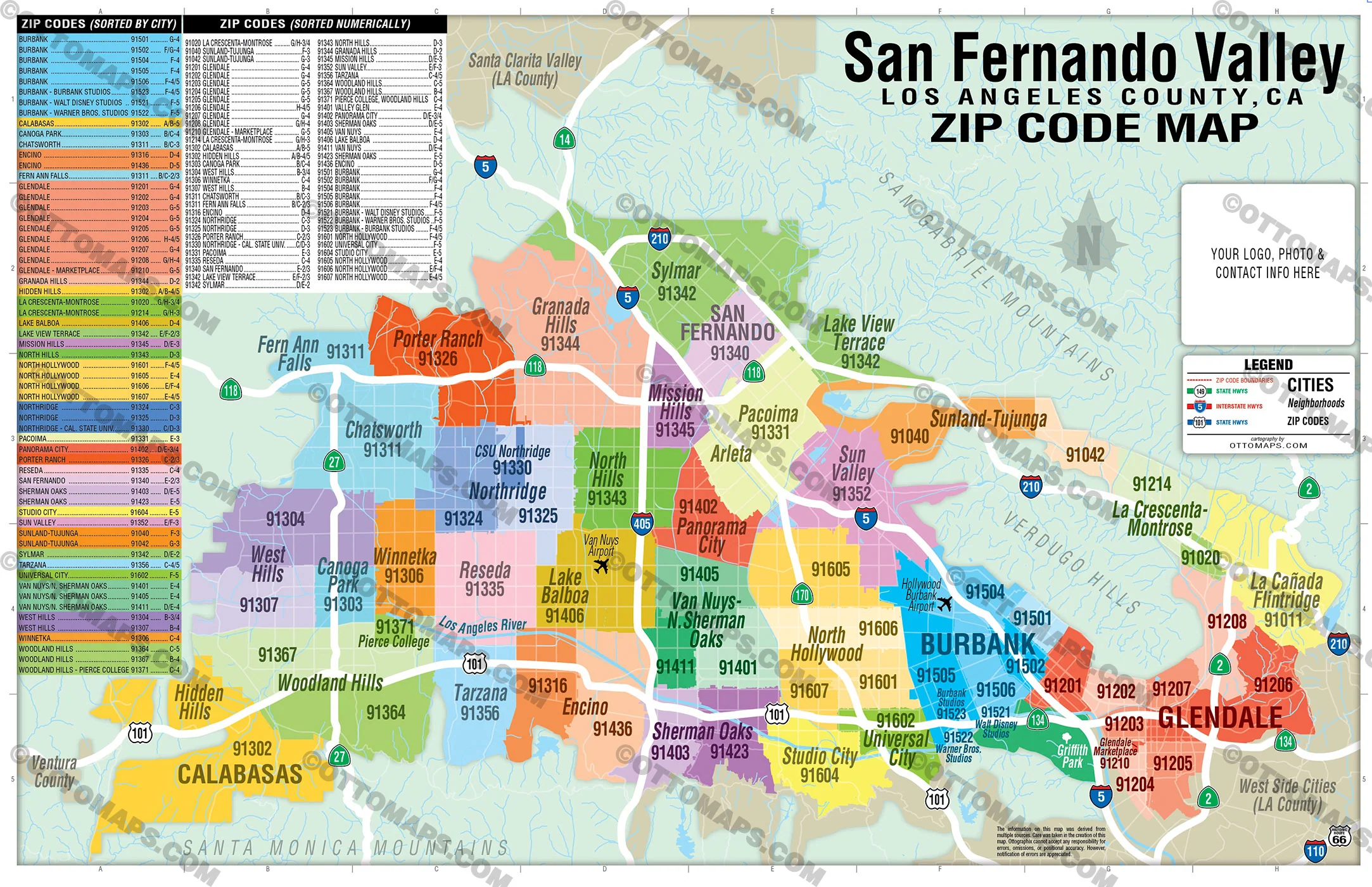 San Fernando Valley Zip Code Map - FILES - PDF and AI Files, editable, vector, royalty free - Image 3