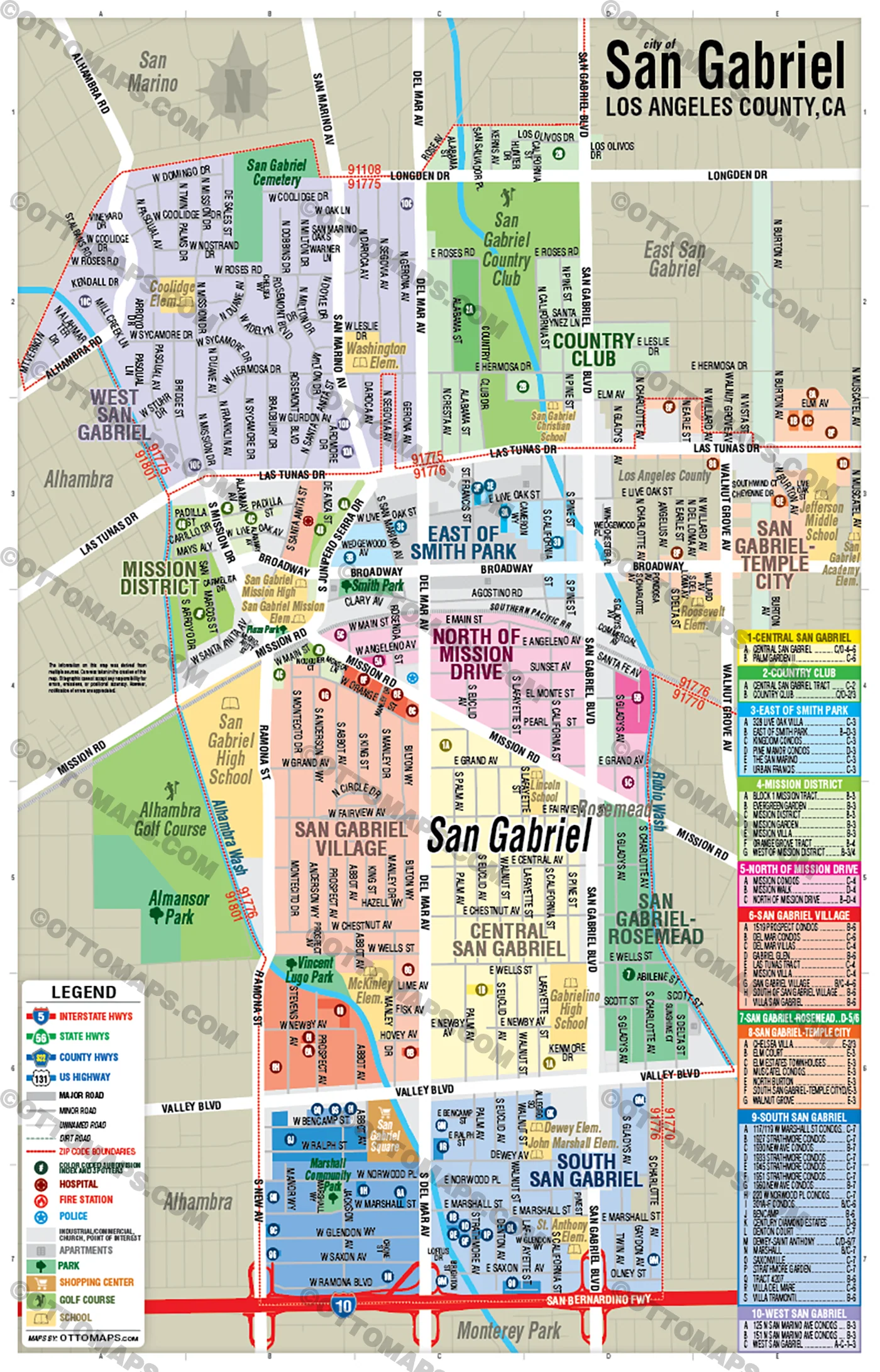 San Gabriel Map, Los Angeles County, CA - FILES - PDF and AI, editable, vector, royalty free - Image 3