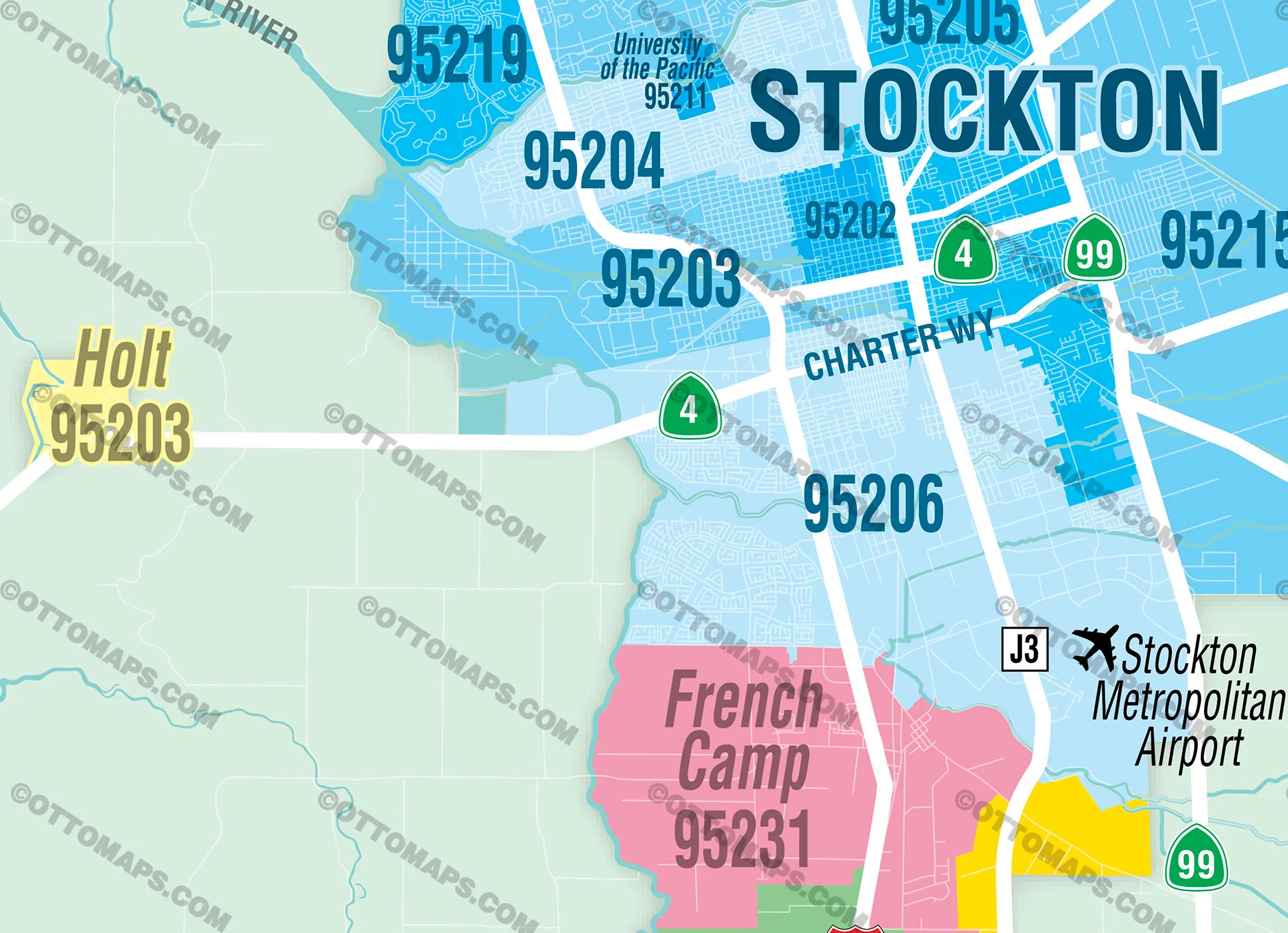 San Joaquin County Zip Code Map - FILES - PDF and AI, editable, vector, royalty free - Image 2