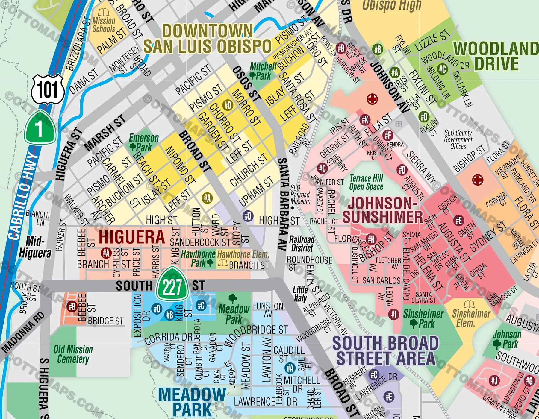 San Luis Obispo Map - FILES - PDF and AI, editable, vector, royalty free - Image 2