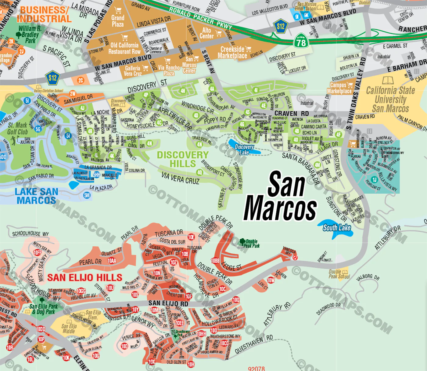 San Marcos and Lake San Marcos Map - FILES - PDF and AI, editable, vector, royalty free - Image 2
