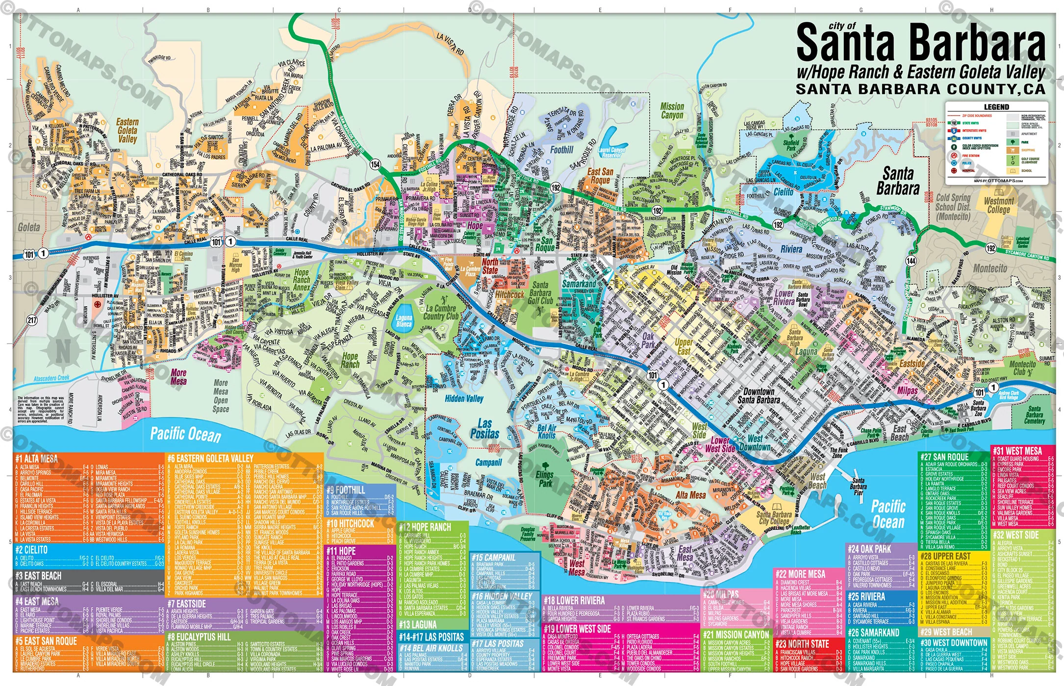 Santa Barbara Map with Subdivisions and Neighborhoods - FILES - PDF and AI, editable, vector, royalty free - Image 3