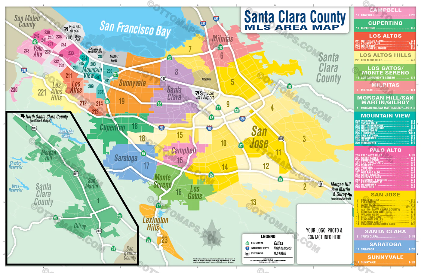 Santa Clara County MLS Area Map - FILES - PDF and AI, editable, vector, royalty free - Image 3