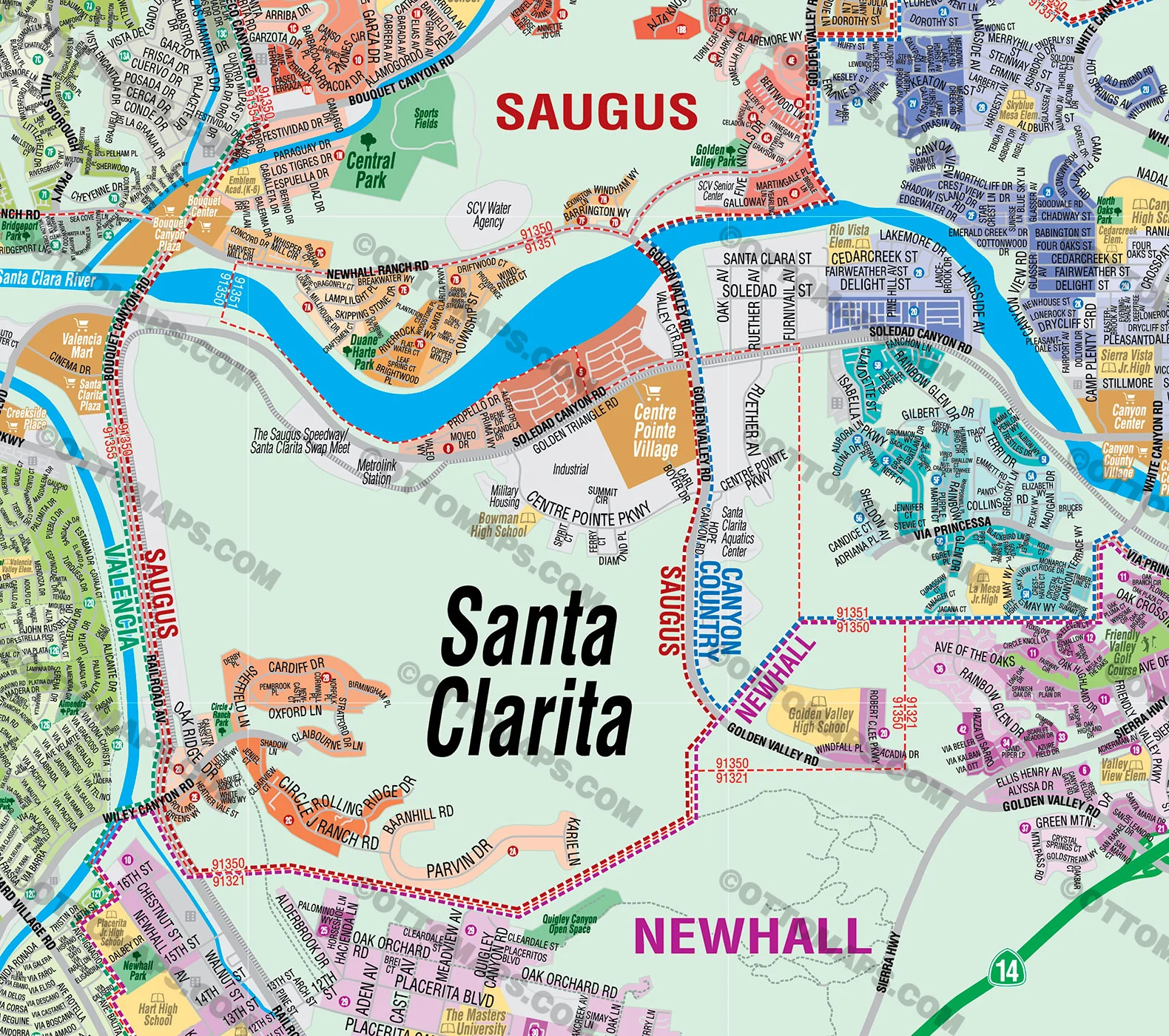 Santa Clarita Maps - FULL COLLECTION (Santa Clarita, Castaic, Newhall, Valencia, Saugus, Canyon Country) - FILES - PDF and AI, editable, vector, royalty free - Image 3