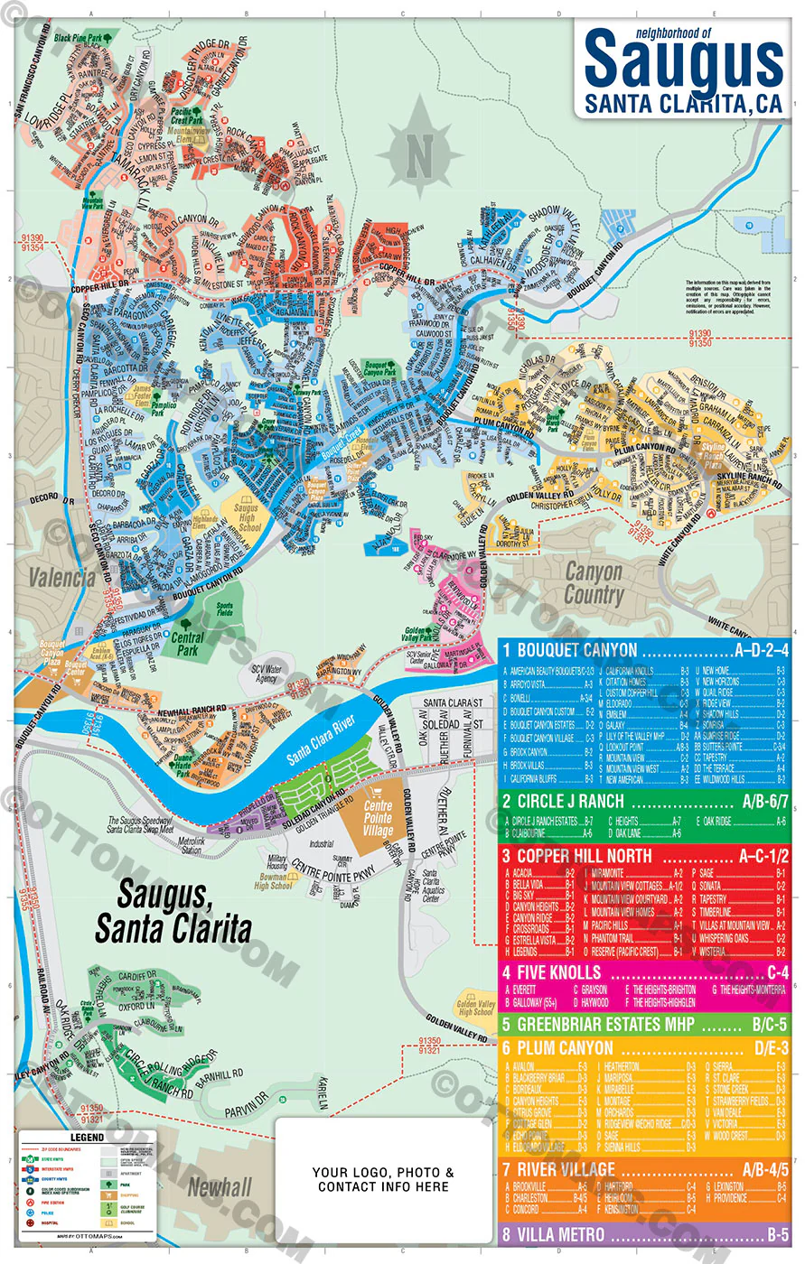 Santa Clarita Maps - FULL COLLECTION (Santa Clarita, Castaic, Newhall, Valencia, Saugus, Canyon Country) - FILES - PDF and AI, editable, vector, royalty free - Image 5