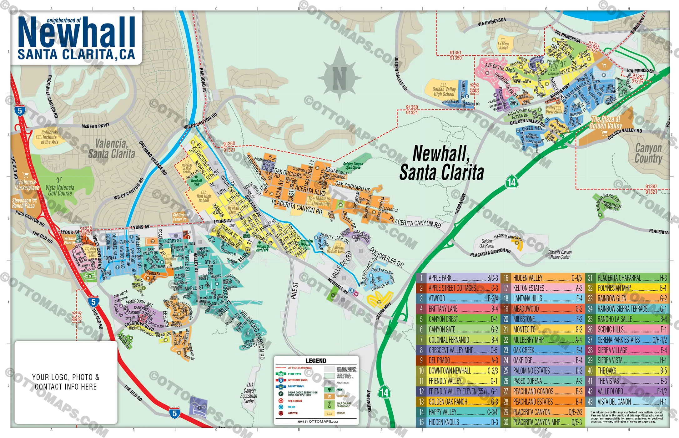Santa Clarita Maps - FULL COLLECTION (Santa Clarita, Castaic, Newhall, Valencia, Saugus, Canyon Country) - FILES - PDF and AI, editable, vector, royalty free - Image 6