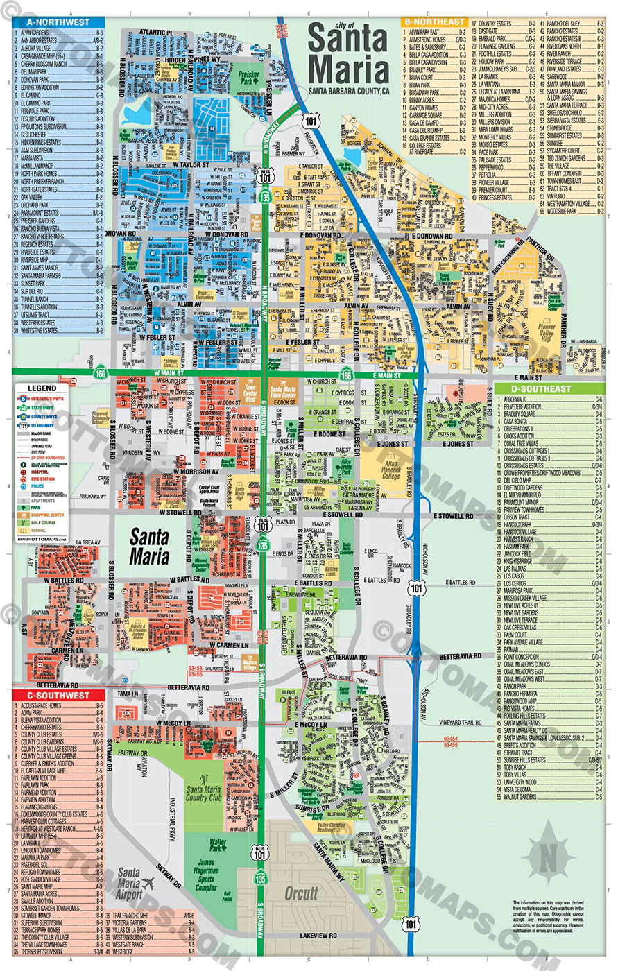 Santa Maria Map, Santa Barbara County, CA - FILES - PDF and AI, editable, vector, royalty free - Image 3