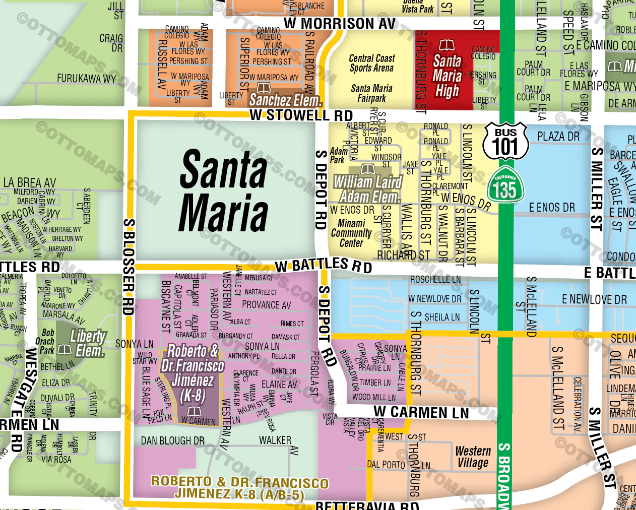 Santa Maria School District Map, Santa Barbara County, CA - FILES - PDF and Adobe Illustrator - Image 2