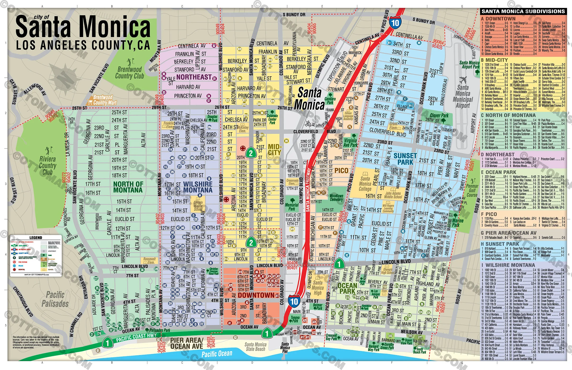 Santa Monica Map, Los Angeles County, CA - FILES - PDF and AI, editable, vector, royalty free - Image 3