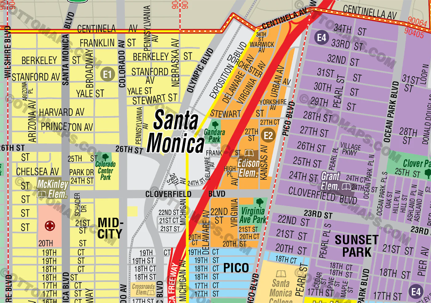 Santa Monica School District Map - FILES - PDF and AI, editable, vector, royalty free - Image 2