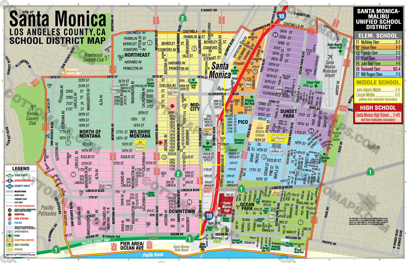 Santa Monica School District Map - FILES - PDF and AI, editable, vector, royalty free - Image 3