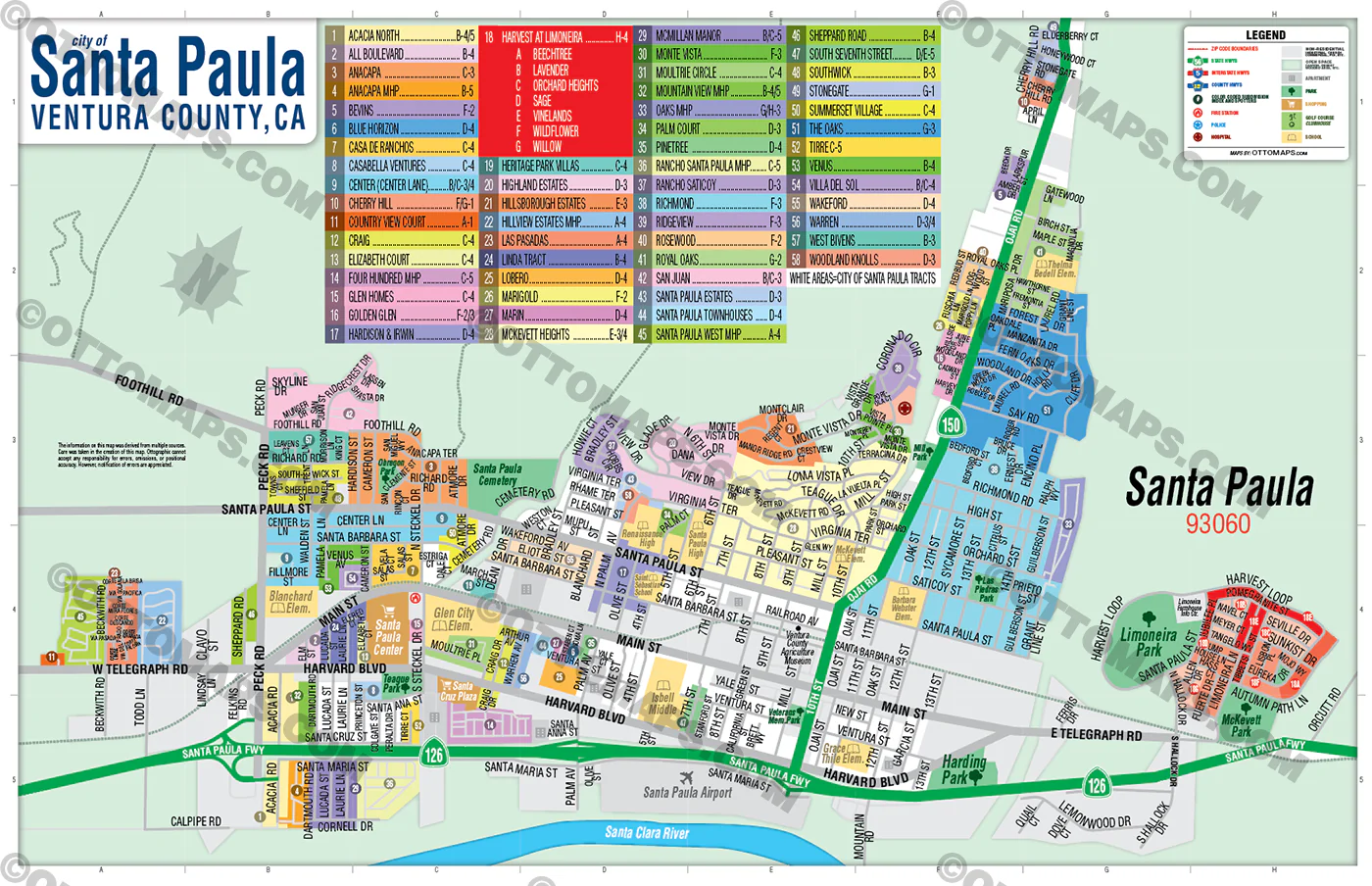 Santa Paula Map, Ventura County, CA - FILES - PDF and AI, editable, vector, royalty free - Image 3