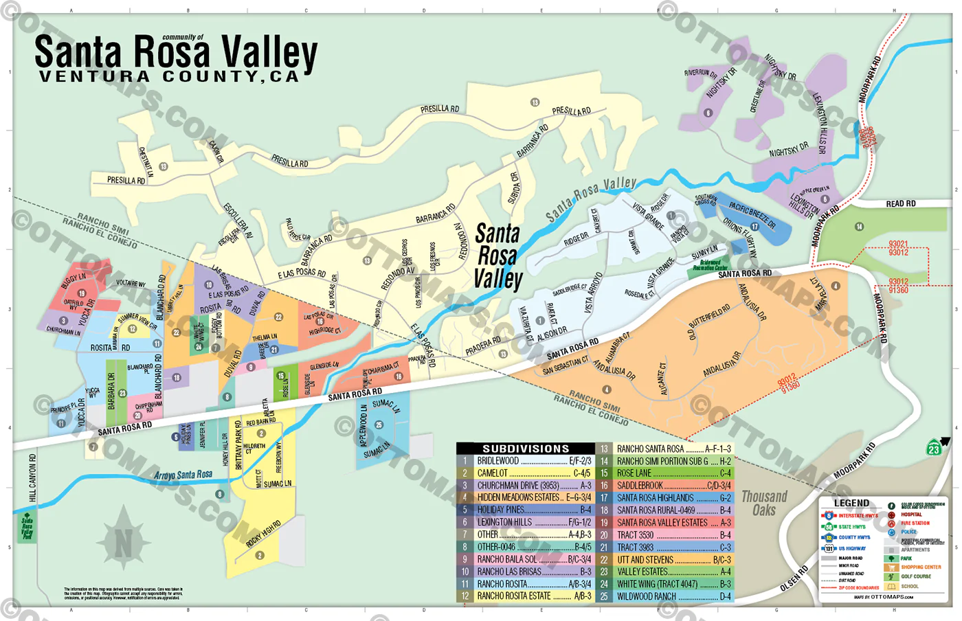 Santa Rosa Valley Map, Ventura County, CA - FILES - PDF and AI, editable, vector, royalty free - Image 3