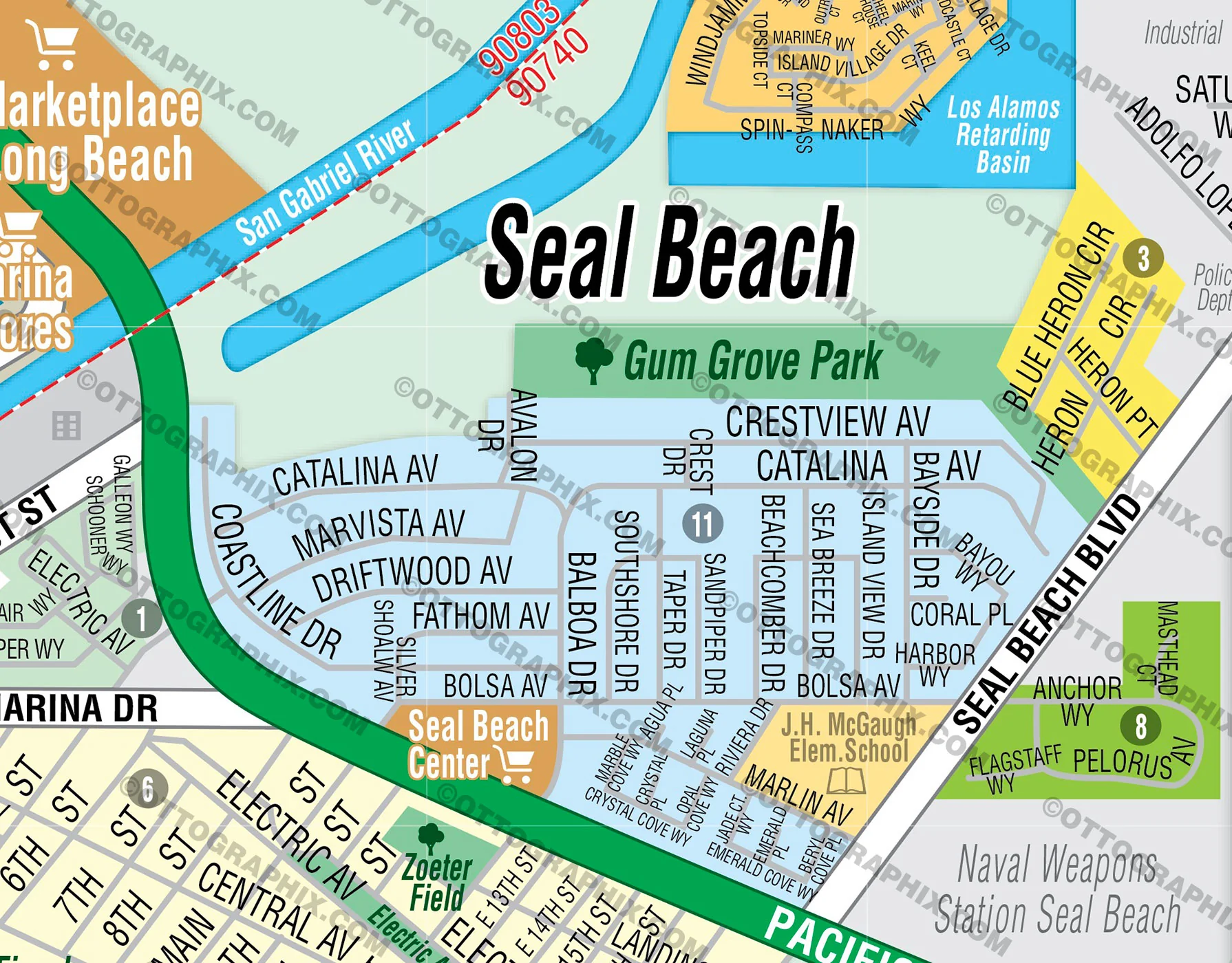 Seal Beach Map, Orange County, CA - FILES - PDF and AI, editable, vector, royalty free - Image 2