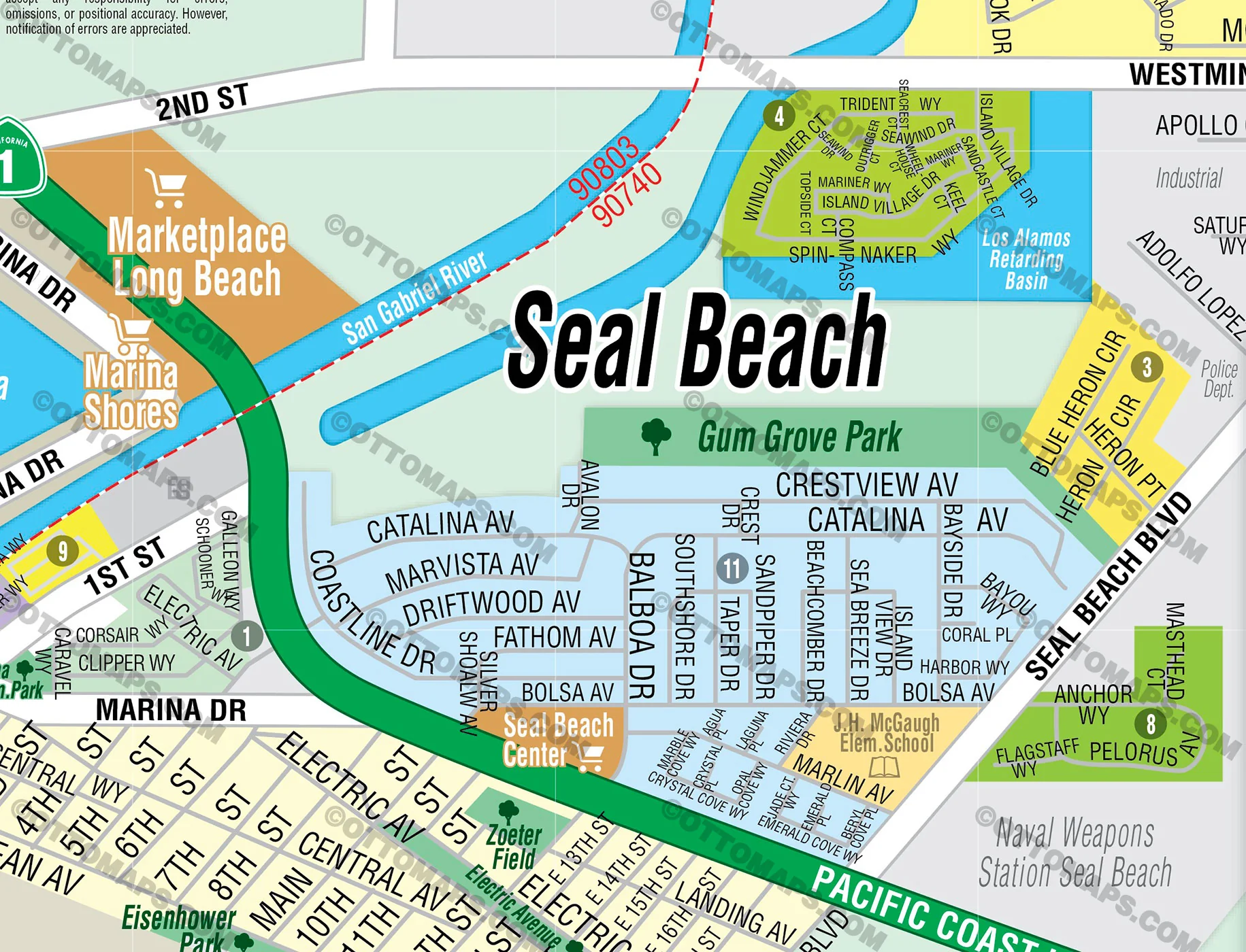 Seal Beach Map with Rossmoor Map, Orange County, CA - FILES - PDF and AI, editable, vector, royalty free - Image 2