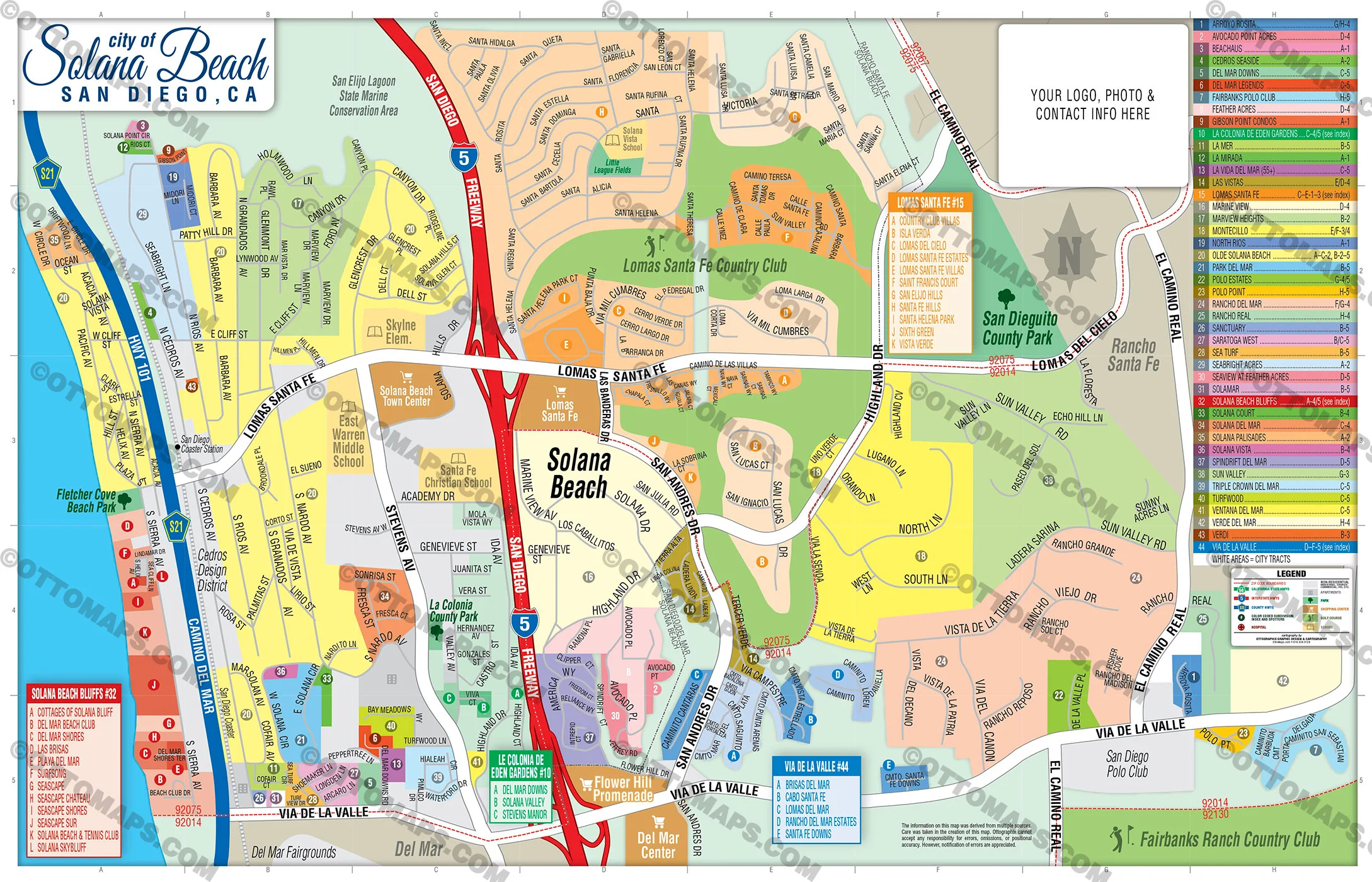 Solana Beach Map, San Diego County, CA - FILES - PDF and AI, editable, vector, royalty free