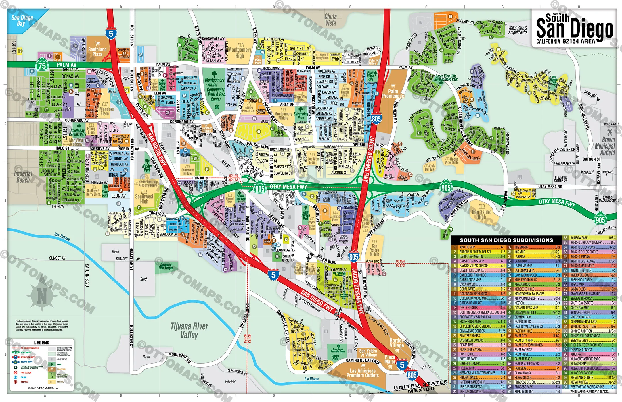 South San Diego Map, 92154 Area - FILES - PDF and AI, editable, vector, royalty free - Image 3