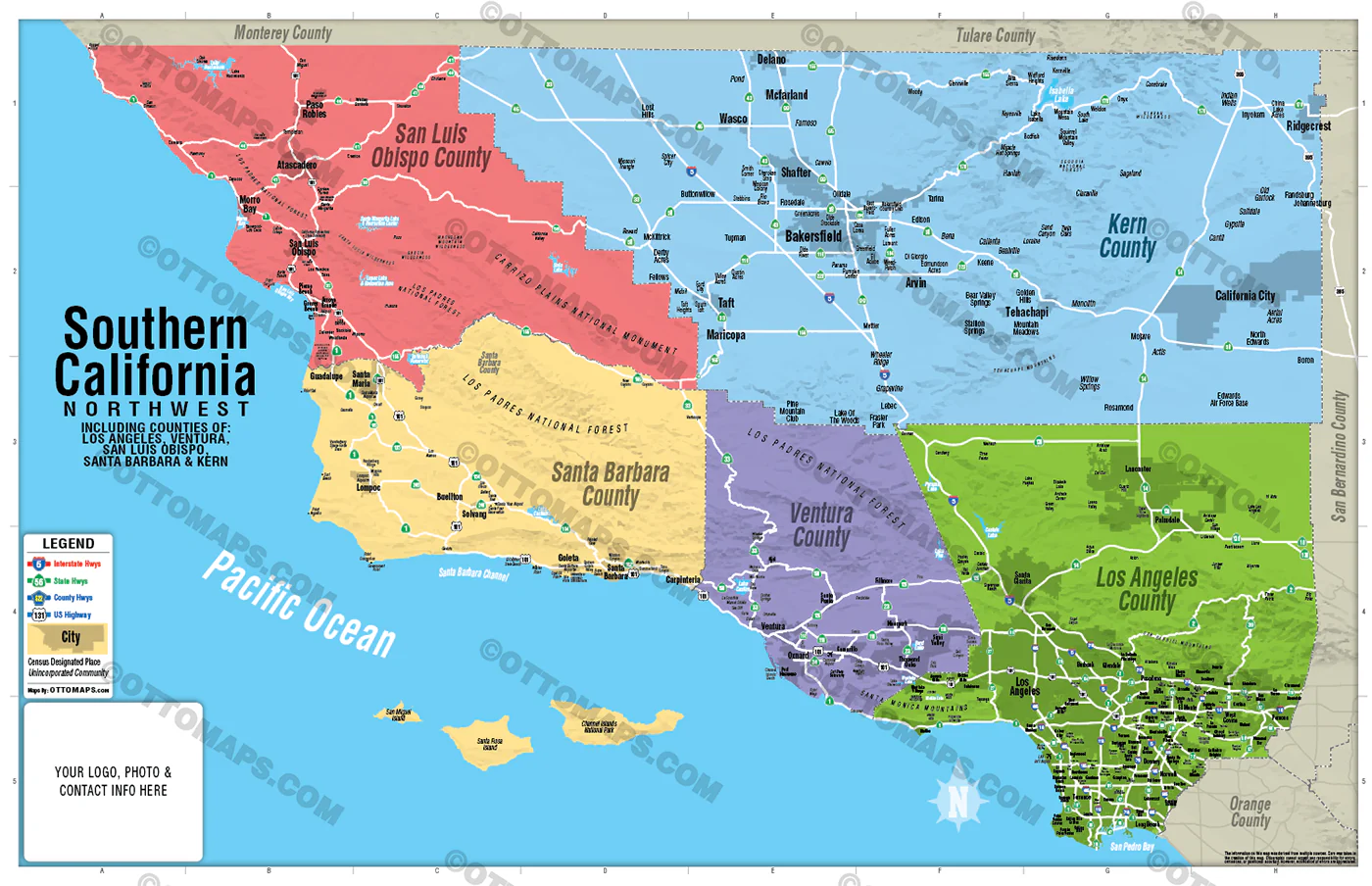 Southern California Map, Northwest - FILES - PDF and AI Files, editable, vector, royalty free - Image 3