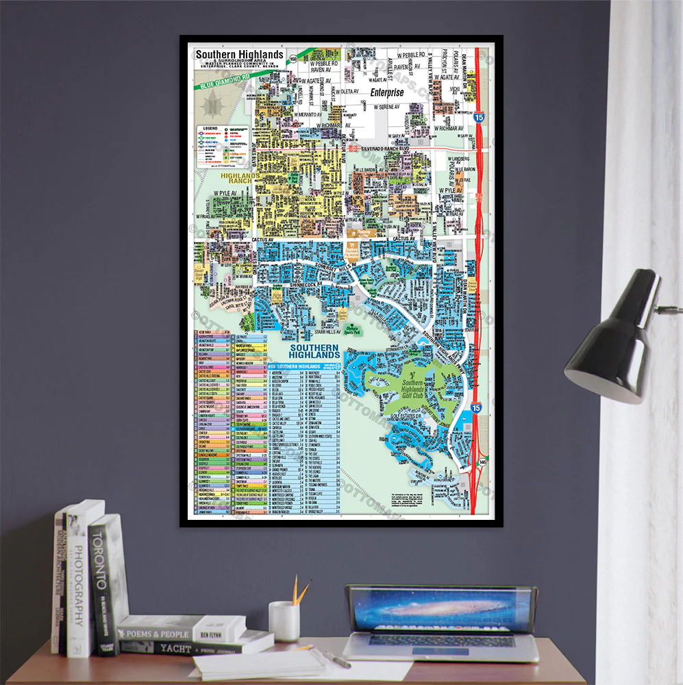 Southern Highlands - Enterprise Map, Clark County, NV - POSTER PRINTS - Image 2