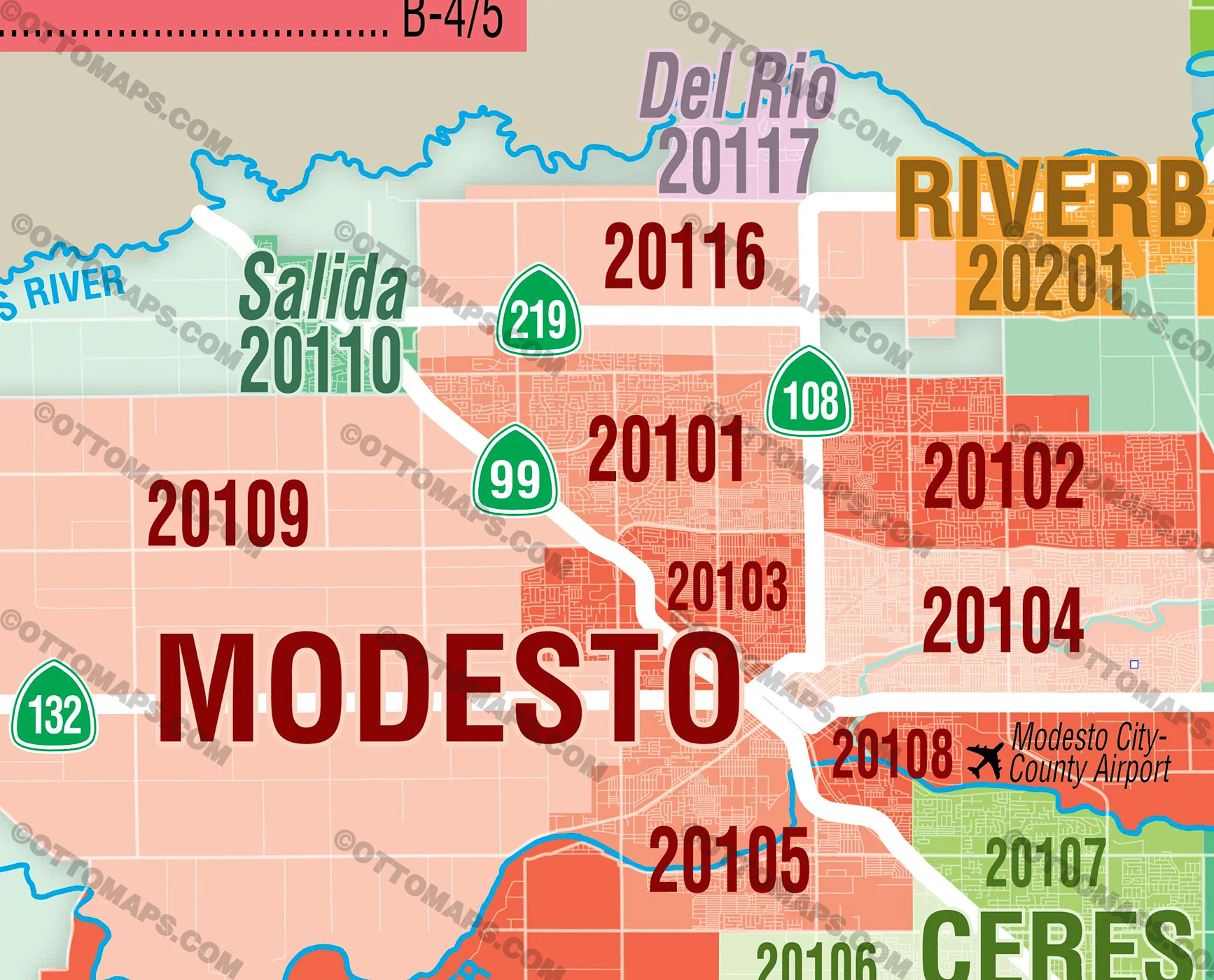 Stanislaus County MLS Area Map - California - FILES - PDF and AI, editable, vector, royalty free - Image 2