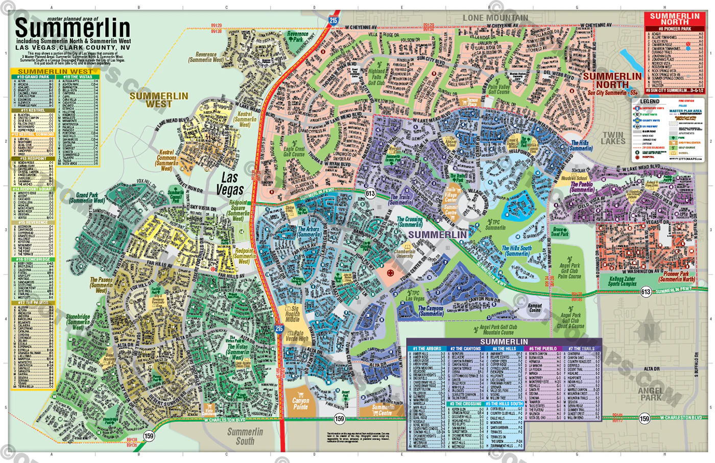 Summerlin Map, Las Vegas, NV - FILES - PDF and AI, editable, vector, royalty free