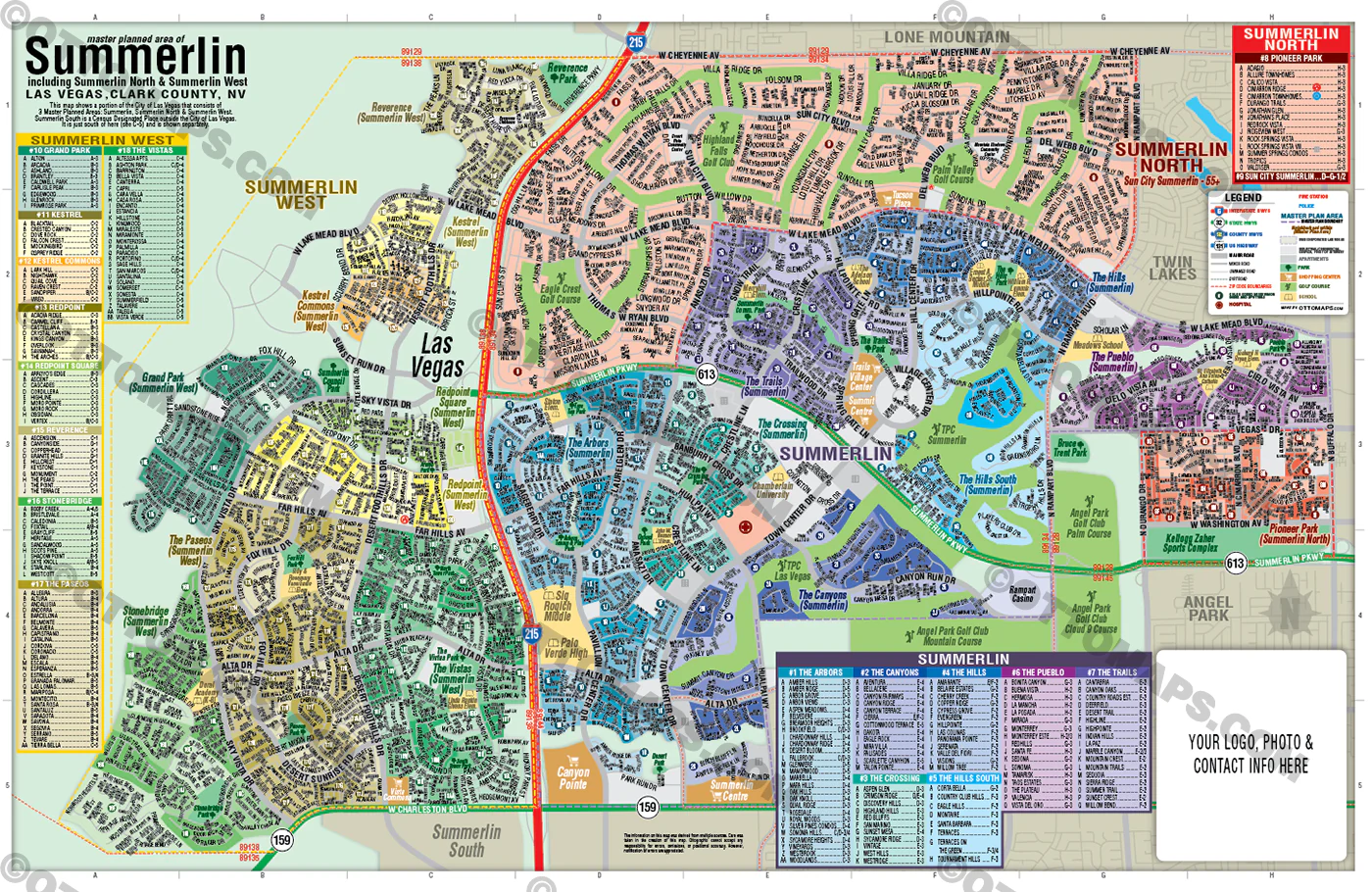 Summerlin Map, Las Vegas, NV - FILES - PDF and AI, editable, vector, royalty free - Image 3
