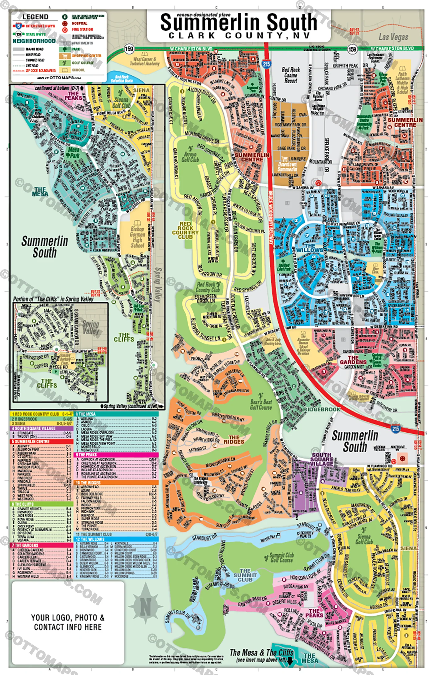 Summerlin South Map, Clark County, NV - FILES - PDF and AI, editable, vector, royalty free - Image 3