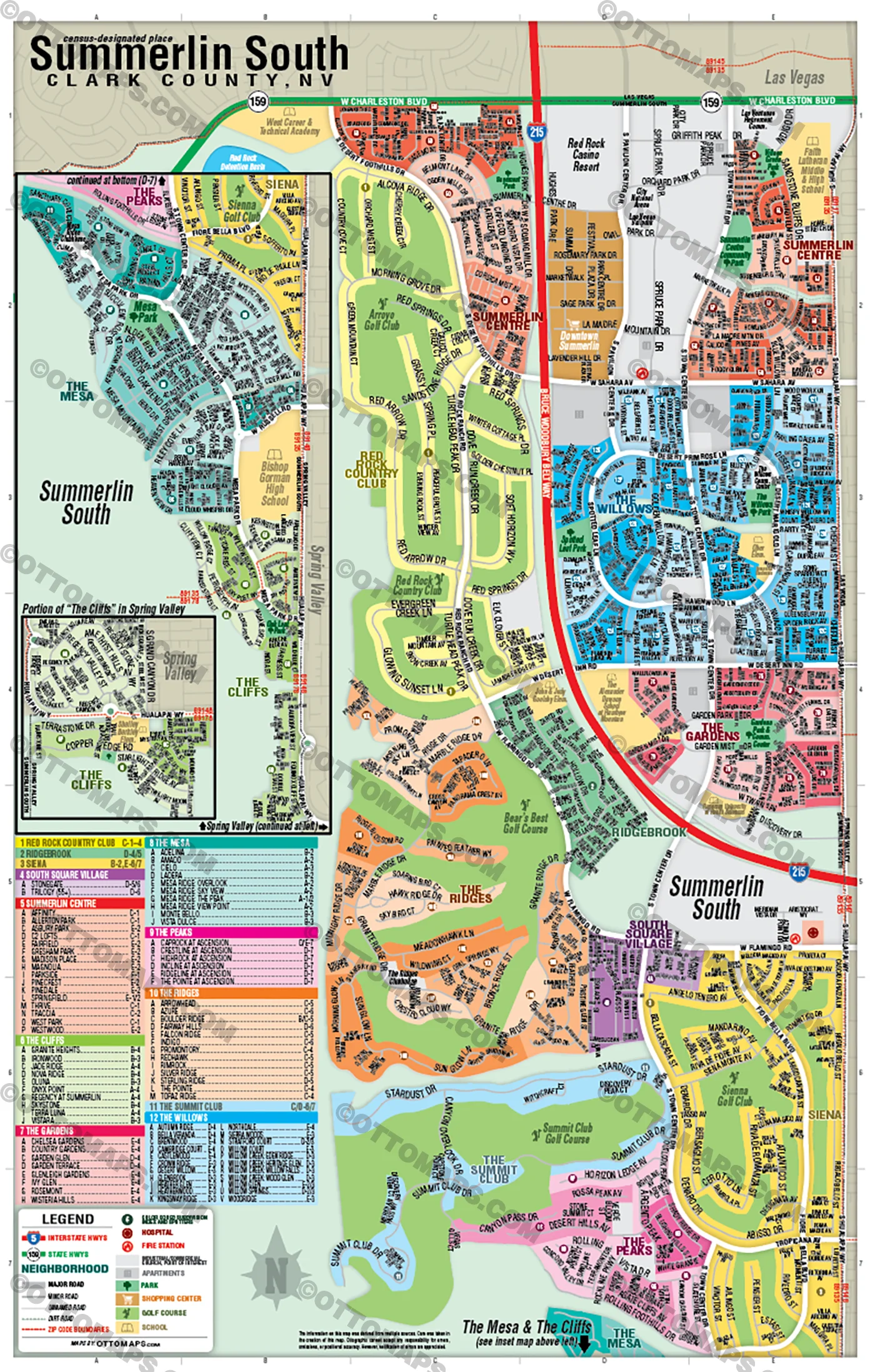 Summerlin South Map, Clark County, NV - POSTER PRINTS - Image 2