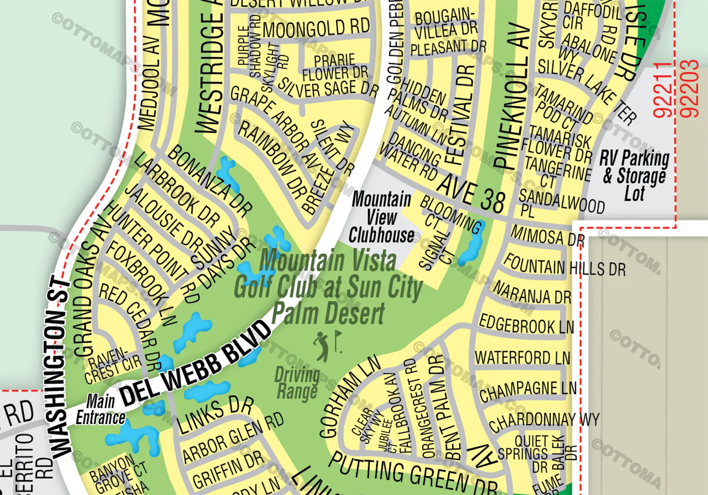 Sun City Palm Desert Map, Riverside County, CA - FILES - PDF and Adobe Illustrator - Image 2