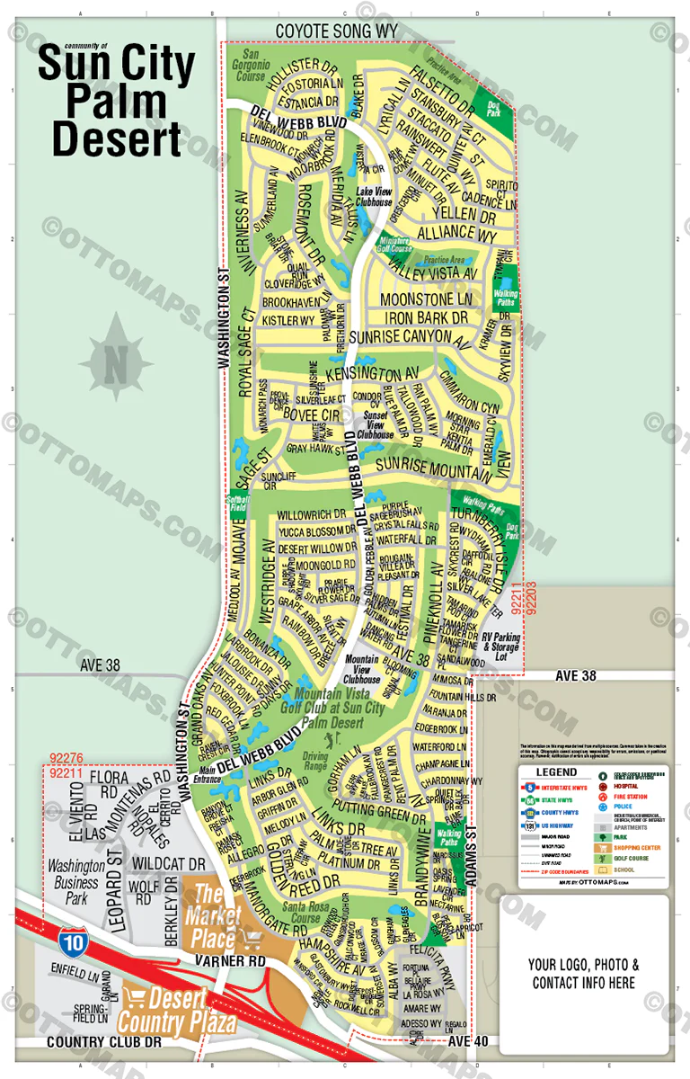 Sun City Palm Desert Map, Riverside County, CA - FILES - PDF and Adobe Illustrator - Image 3