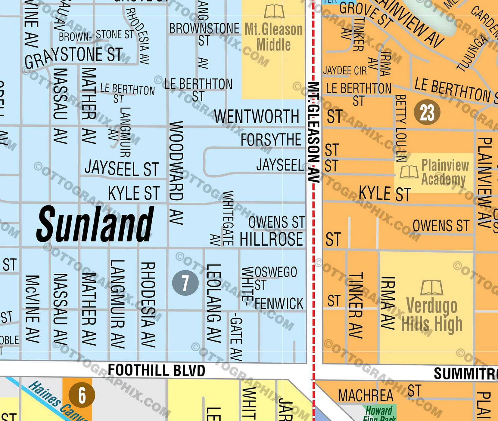 Sunland-Tujunga Map, Los Angeles County, CA - FILES - PDF and AI, editable, vector, royalty free - Image 2