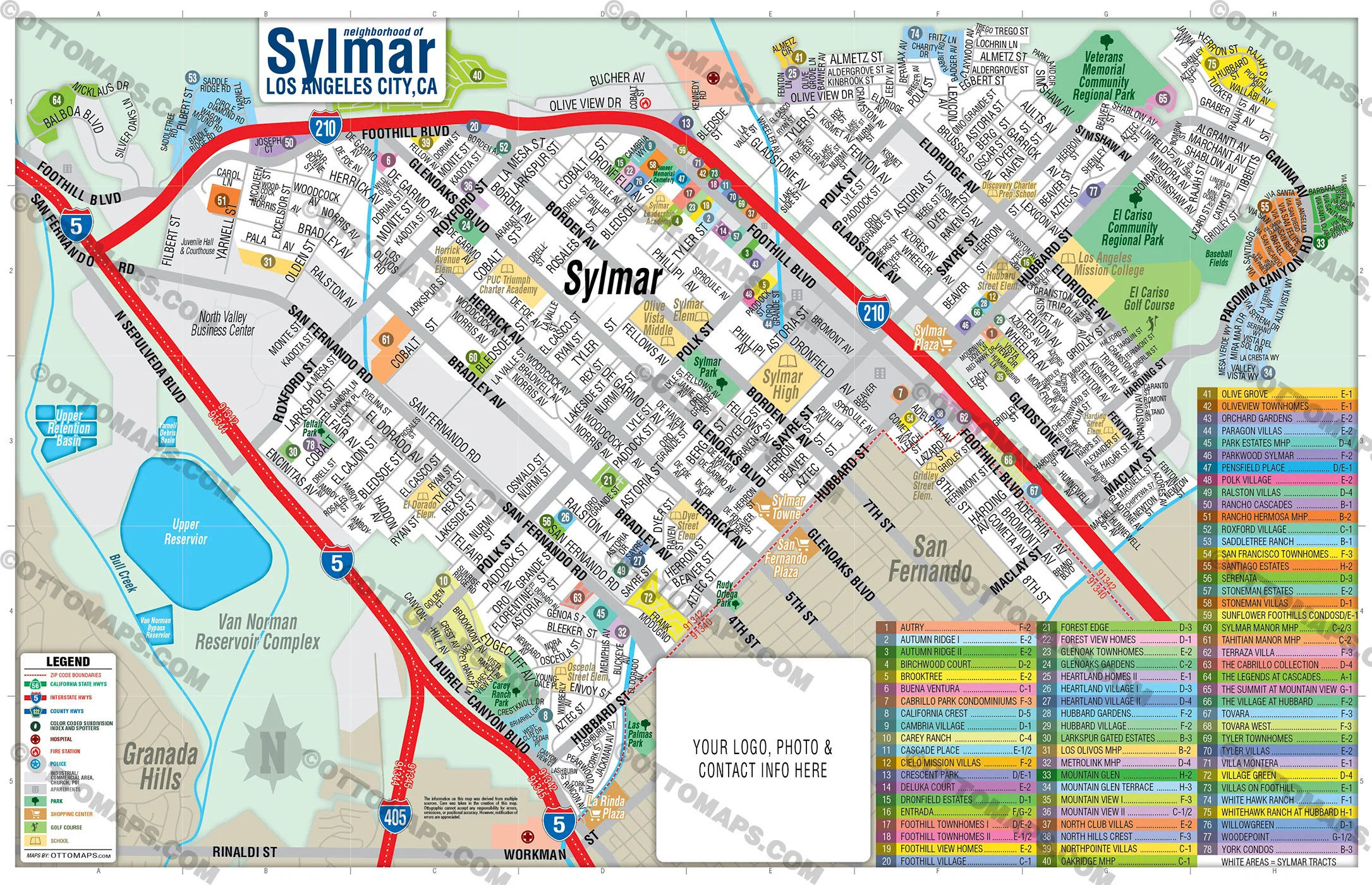 Sylmar Map, Los Angeles, CA - FILES - PDF and AI, editable, vector, royalty free