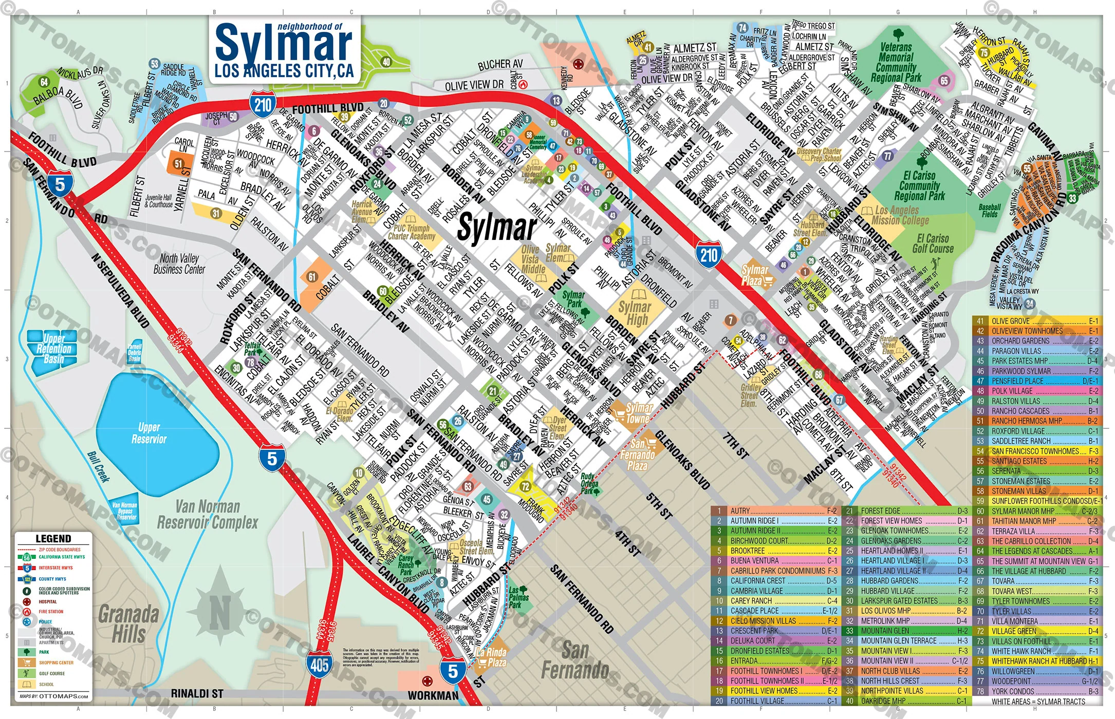 Sylmar Map, Los Angeles, CA - FILES - PDF and AI, editable, vector, royalty free - Image 2