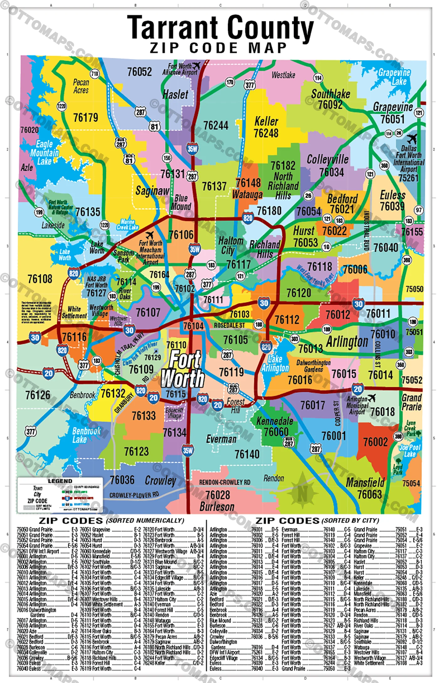 Tarrant County Zip Code Map - FILES - PDF and AI Files, editable, vector, royalty free - Image 2