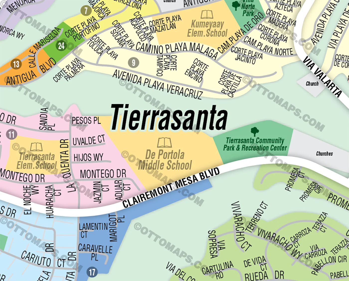 Tierrasanta Map, San Diego County, CA - FILES - PDF and AI, editable, vector, royalty free - Image 2
