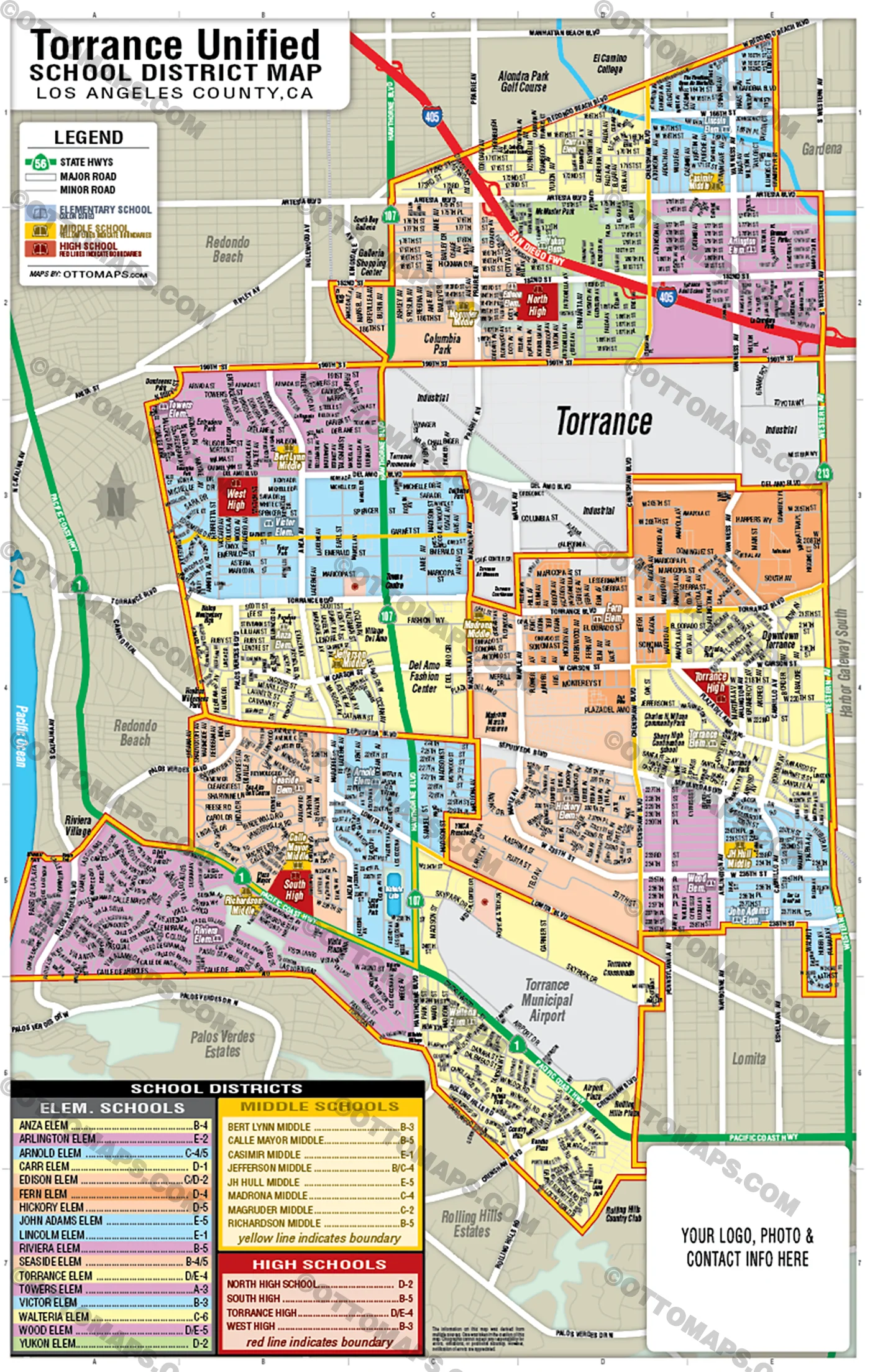 Torrance Unified School District Map - FILES - PDF and AI, editable, vector, royalty free - Image 3