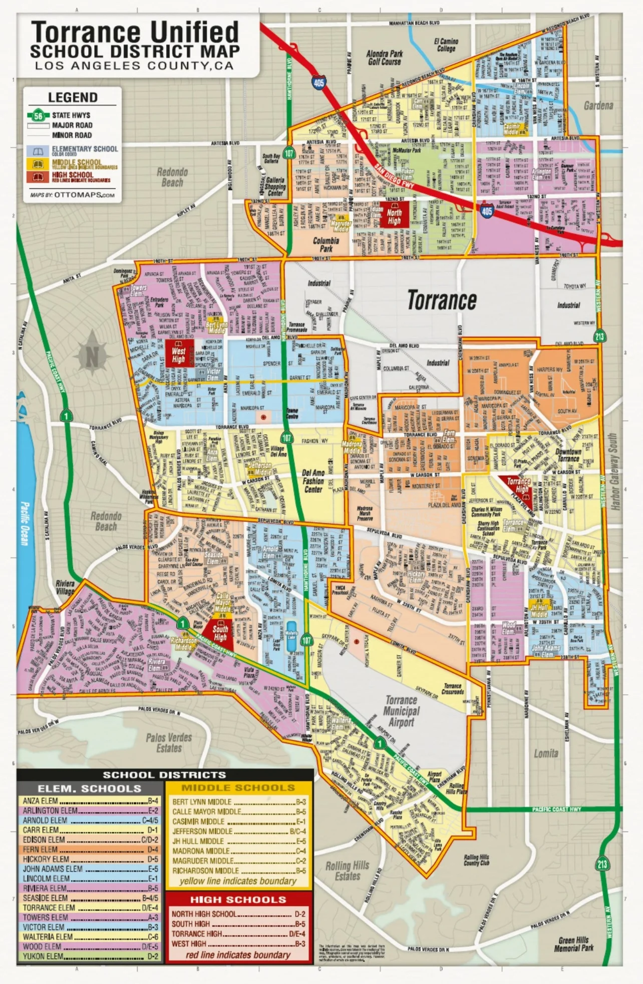 Torrance Unified School District Map - POSTER PRINT