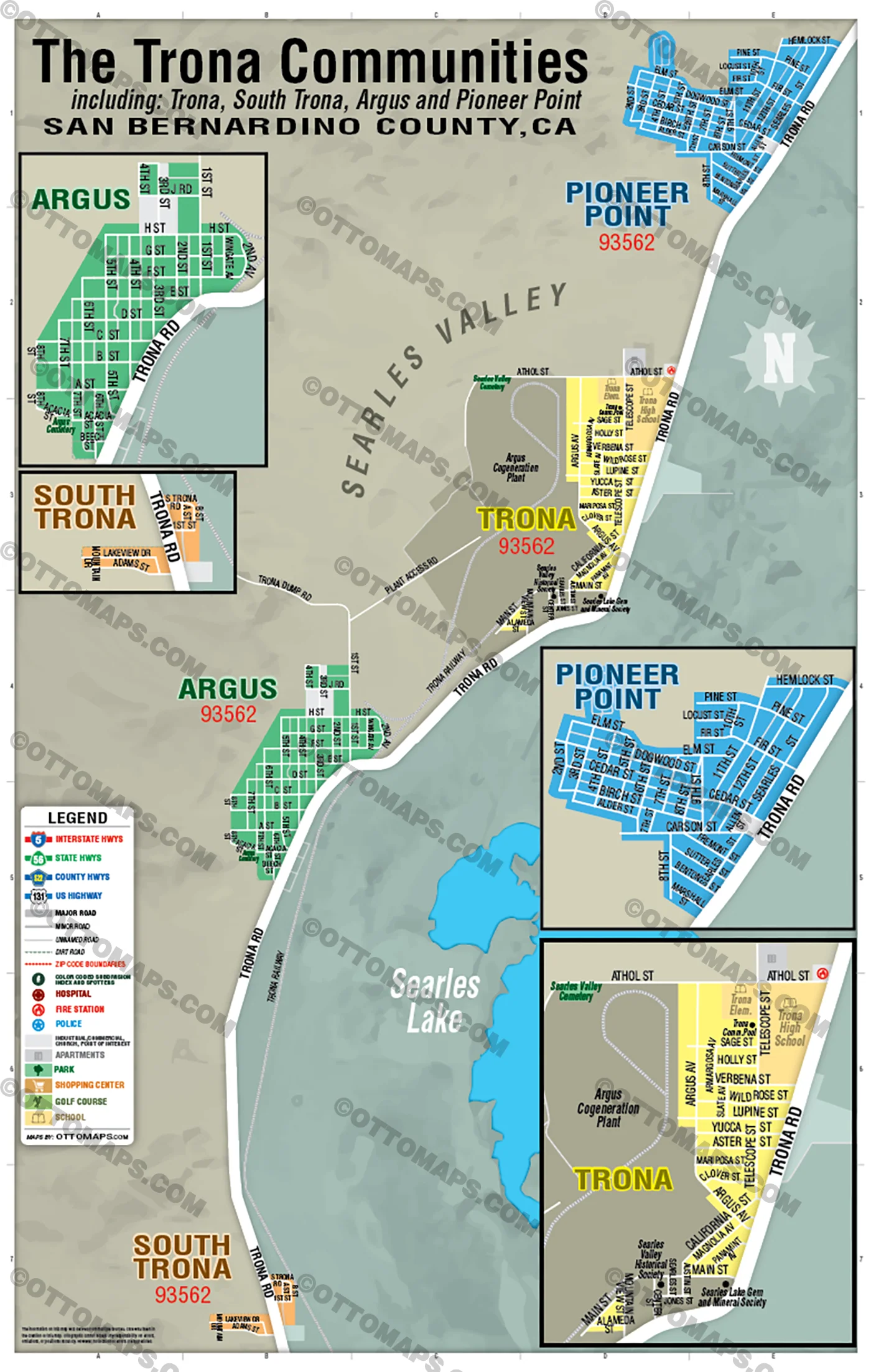 Trona Communities Map, San Bernardino County, CA - FILES - PDF and AI, editable, vector, royalty free - Image 2