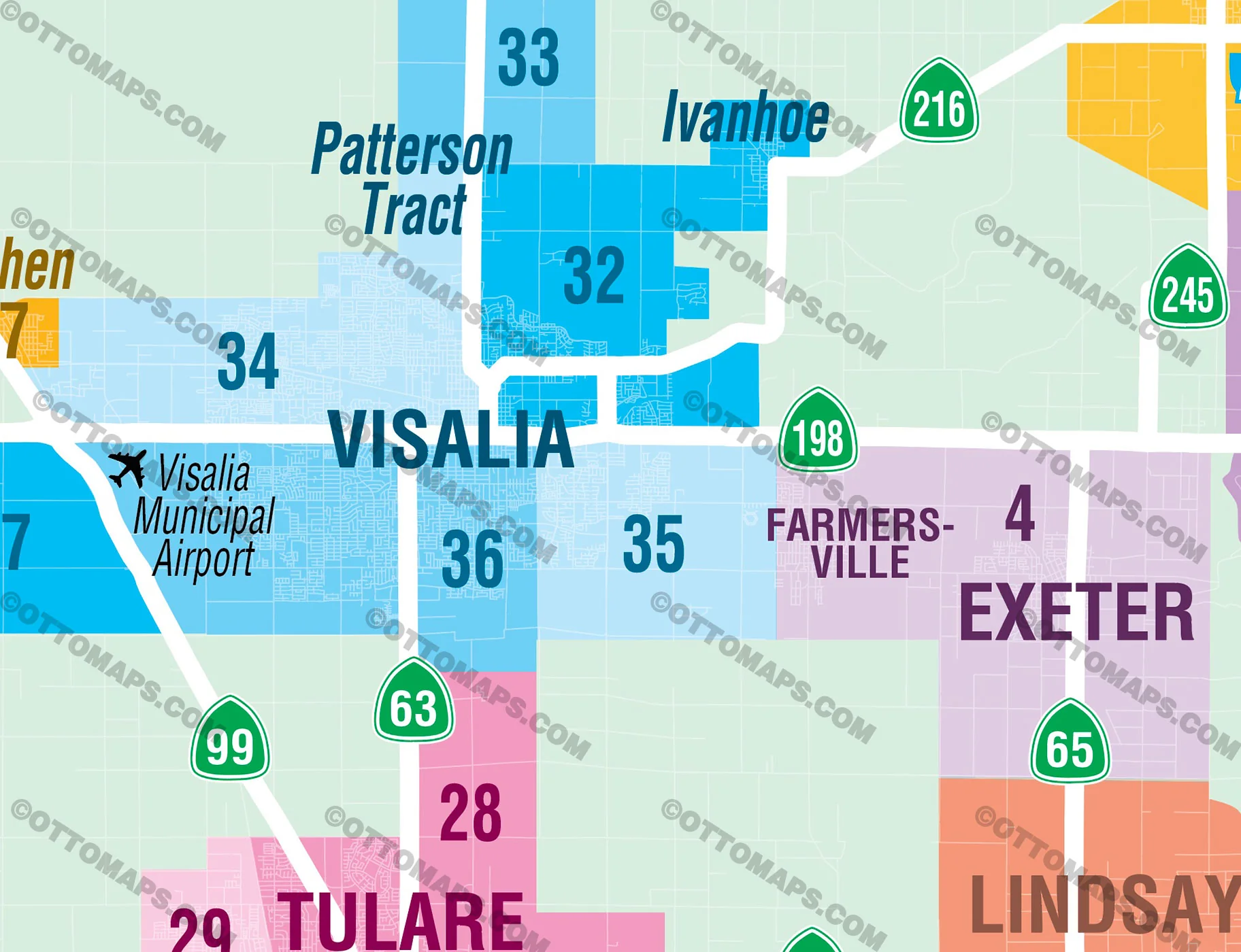 Tulare County MLS Area Map - California - FILES - PDF and AI, editable, vector, royalty free - Image 2