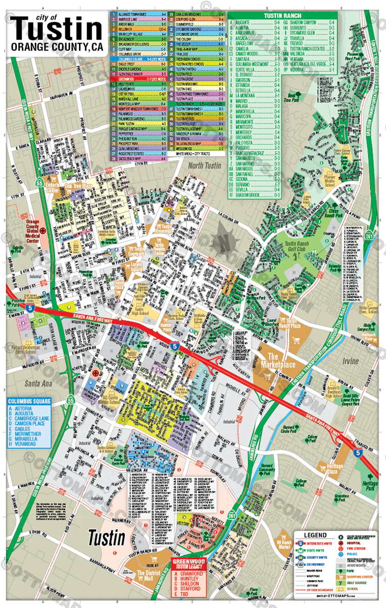 Tustin Map, Orange County, CA - POSTER PRINTS - Image 2