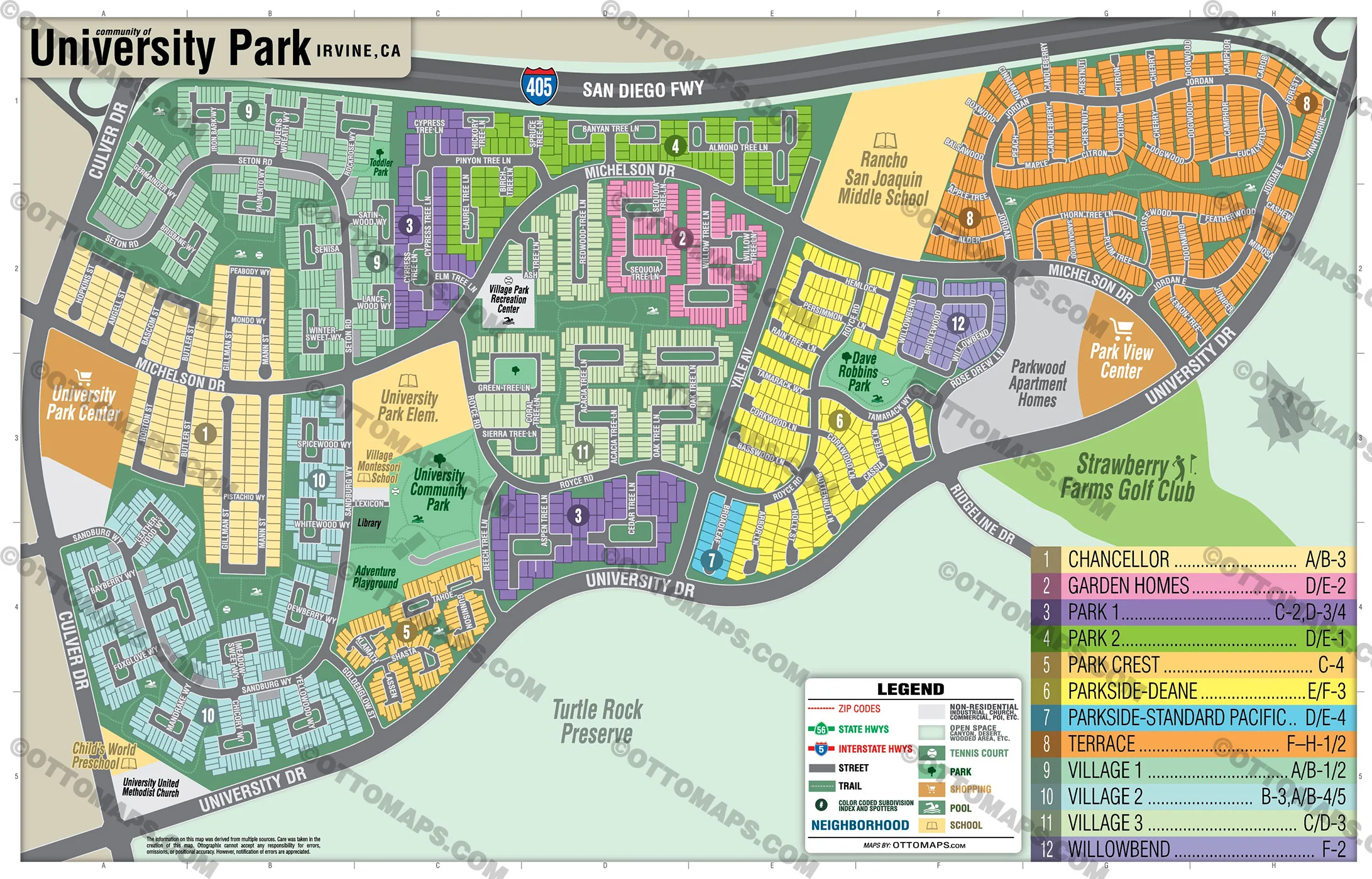 University Park Map, Irvine, CA - FILES - PDF and AI, editable, vector, royalty free - Image 2
