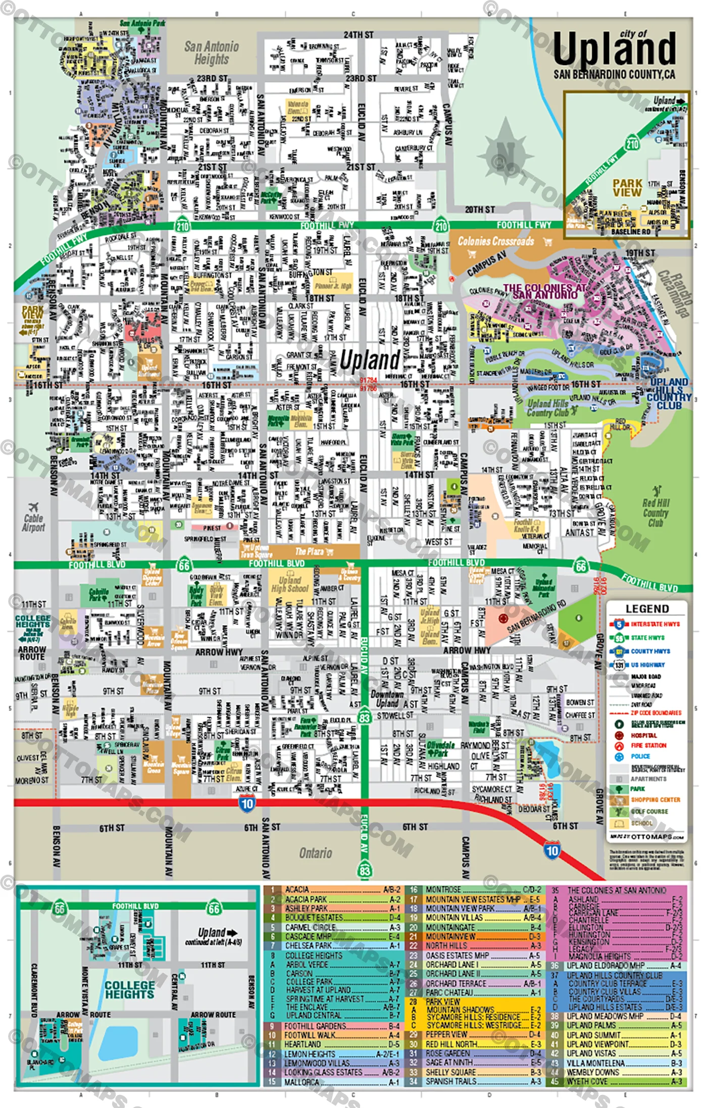 Upland Map, San Bernardino County, CA - FILES - PDF and AI, editable, vector, royalty free - Image 3