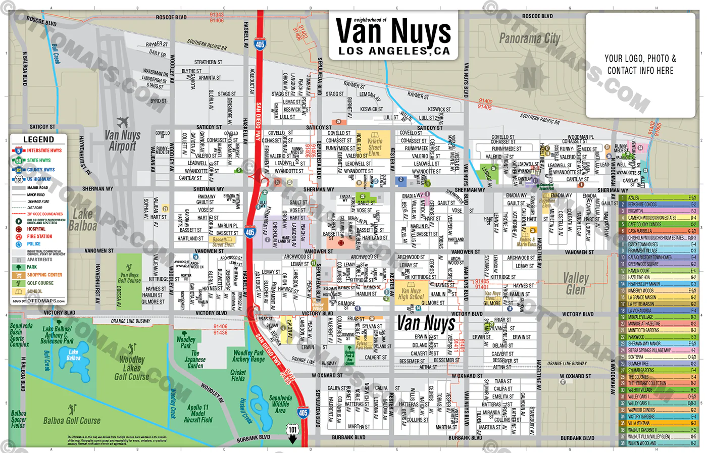 Van Nuys Map, Los Angeles, CA - FILES - PDF and AI, editable, vector, royalty free - Image 2