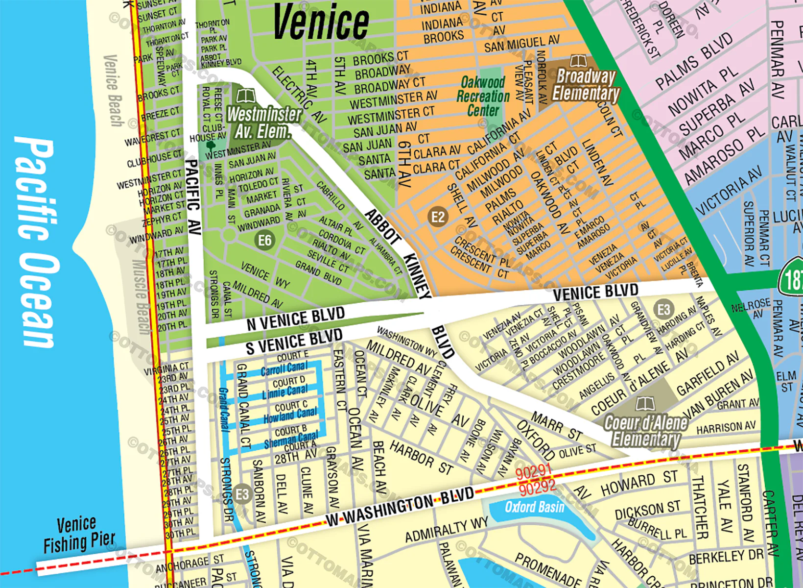 Venice School District Map with Marina Del Rey - FILES - PDF and AI, editable, vector, royalty free - Image 2