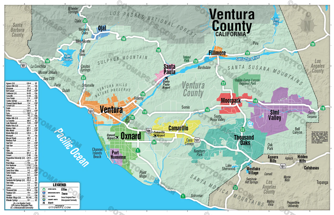 Ventura County Map (no zip codes) - FILES - PDF and Adobe Illustrator - Image 3